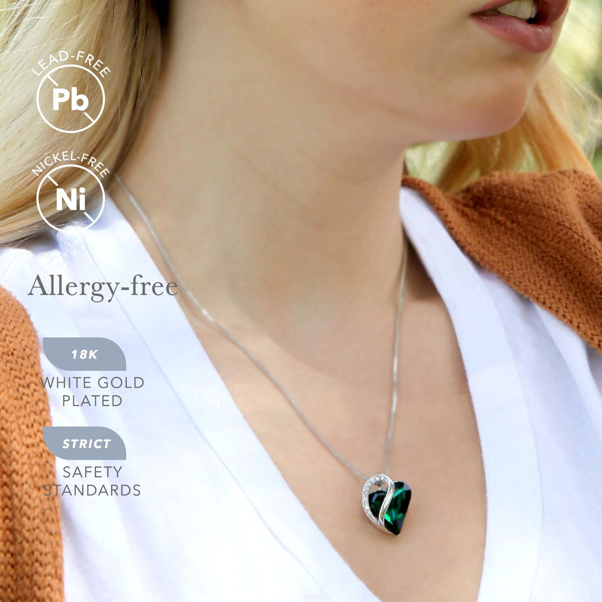 Leafael Necklaces For Women, Infinity Love Heart Pendant With Emerald Green Birthstone Crystal For May, Jewelry Gifts For Wife, Silver Plated 18 + 2 Inch Chain, Graduation Birthday Gift For Wife Mom