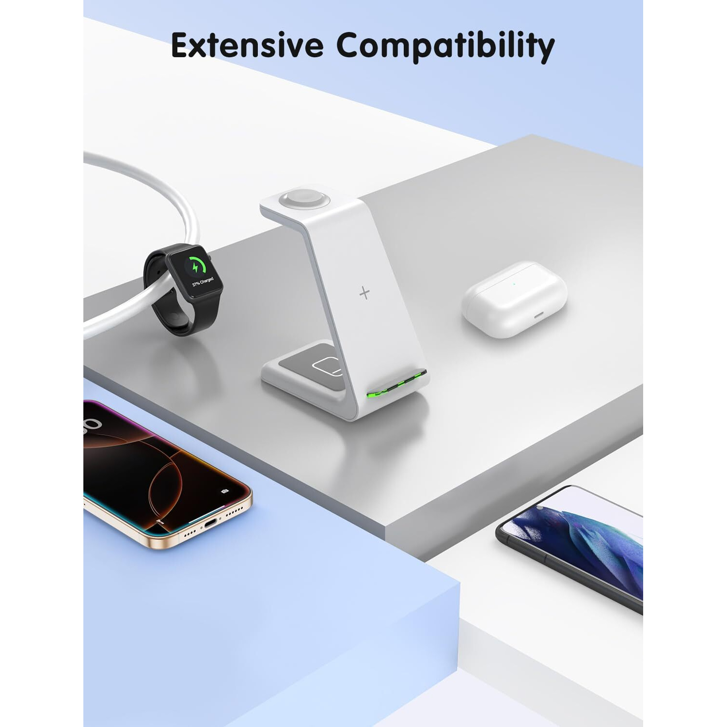 Joygeek 3 In 1 Wireless Charging Station For Apple, Wireless Charger Stand For Iphone 16/15/14/13/12/11/Se/X/8 Pro Max Plus Mini, Charging Dock For Apple Watch Ultra/8/Se/7/6/5/4/3, Airpods Pro 2/3/2