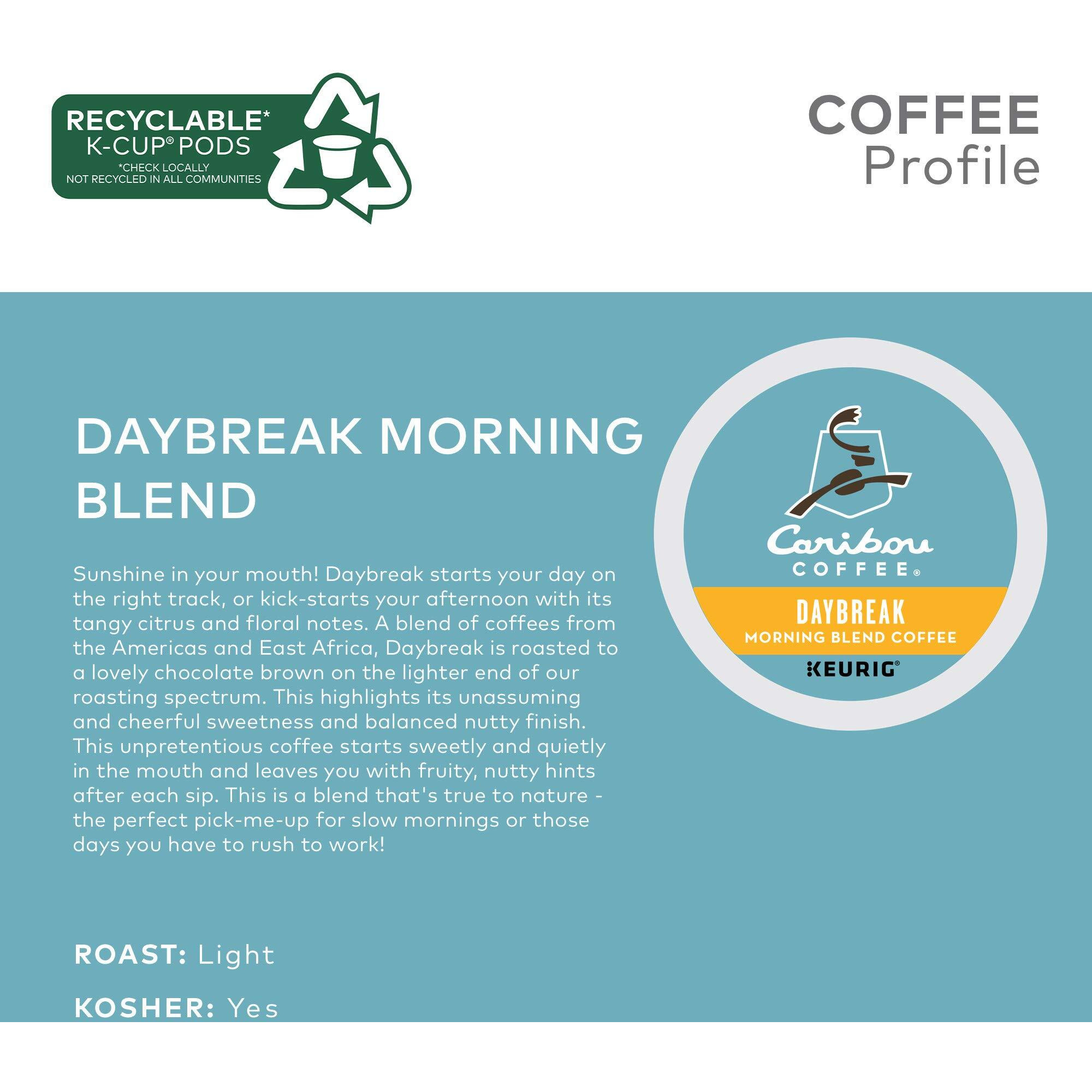 Caribou Coffee Daybreak Morning Blend Keurig Single-Serve K-Cup Pod, Light Roast Coffee, 72 Count (6 Packs Of 12)