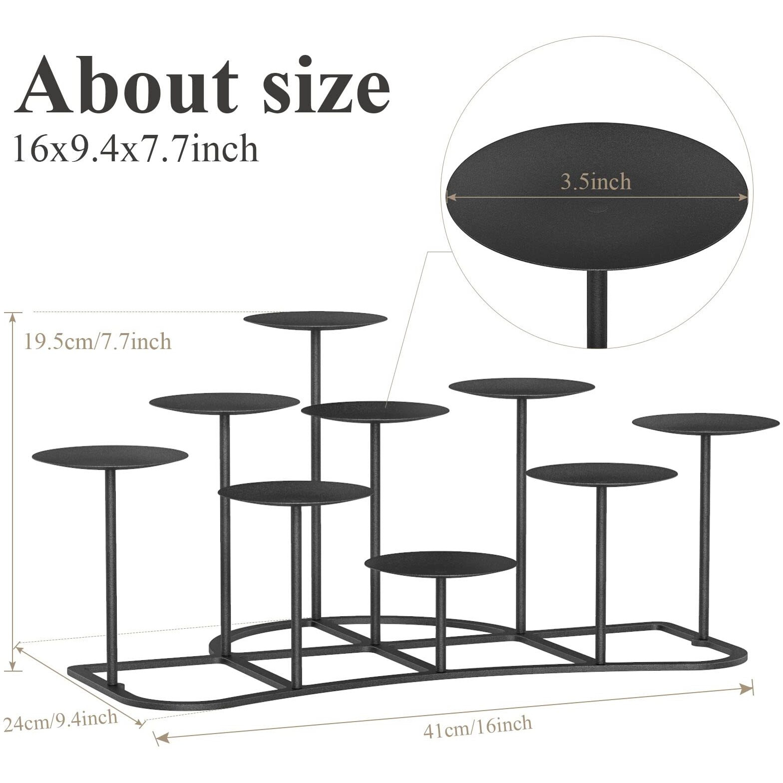 Qikadsen Black Metal Pillar Candle Candelabra For Fireplace/Table/Wedding/Christmas Decoration Iron Candle Holders Of 9 Diy Home Decor