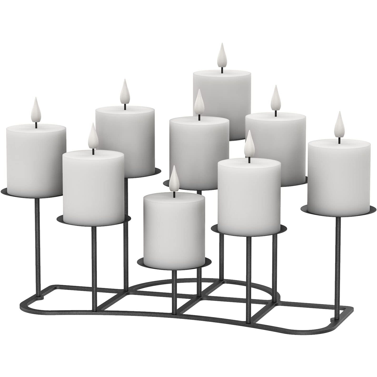 Qikadsen Black Metal Pillar Candle Candelabra For Fireplace/Table/Wedding/Christmas Decoration Iron Candle Holders Of 9 Diy Home Decor