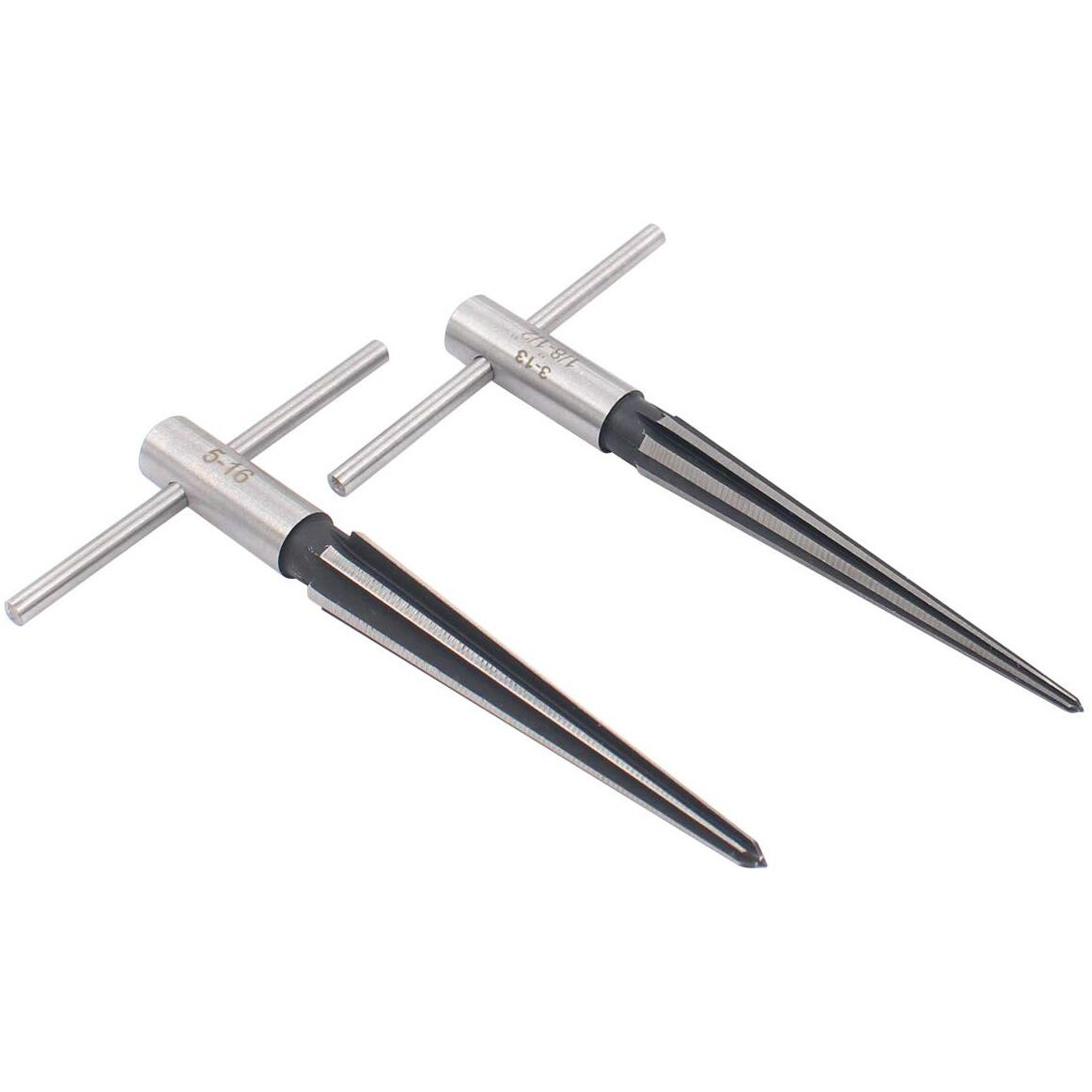 Applianpar T Shape Handle Taper Reamer 3-13Mm And 5-16Mm Bridge Pin Hole Hand Held Tapered Reamers 6 Fluted Chamfer Chaser Reaming Tool For Woodworker Guitar Luthier Cutting Pack Of 2