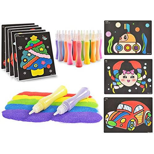 Mistari Peel And Sand Art Kits Sheets For Kids With 27 Sheets Sand Art Painting Cards And 2 Pcs Scratch Sticks Crafts (18 Colors+27 Sheets)