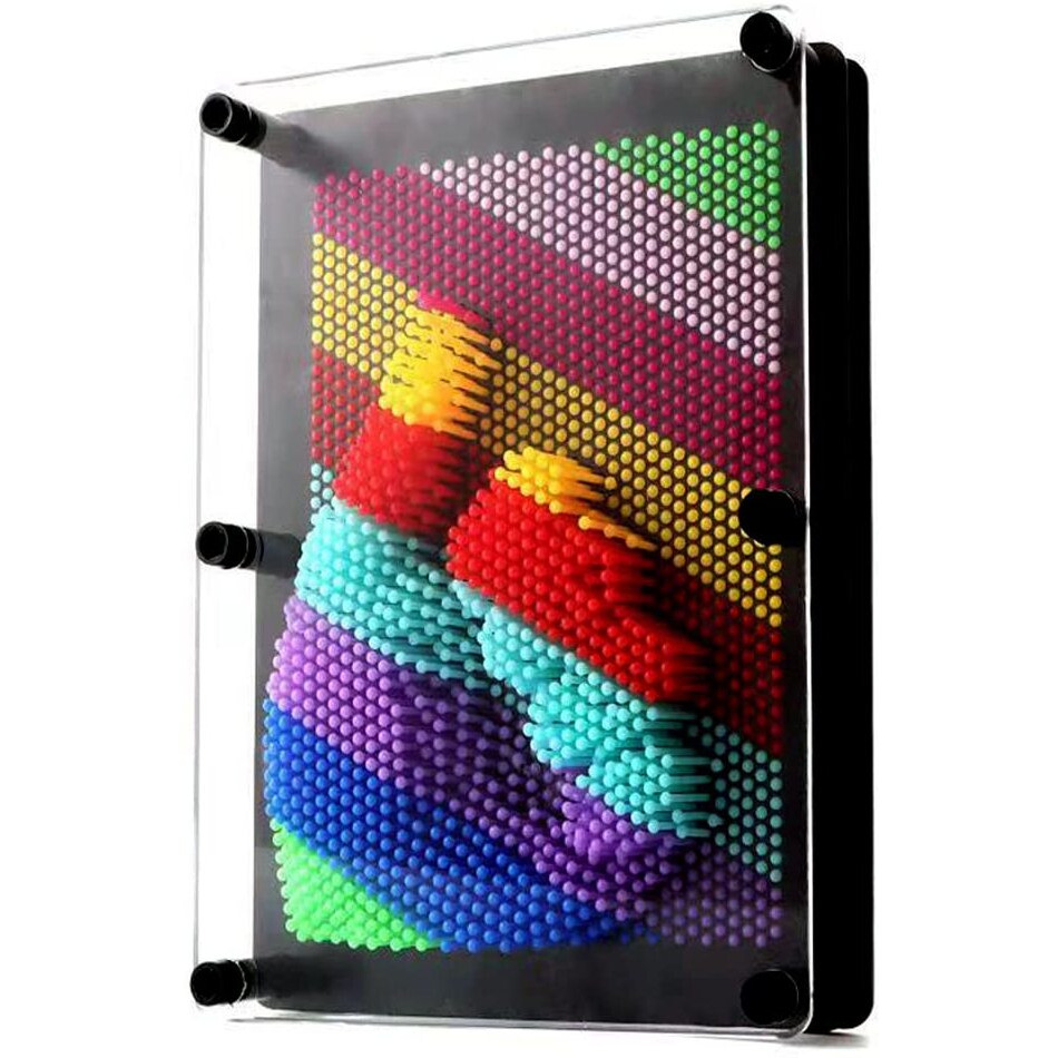 Sharkwill 3D Pin Art Sensory Toy Rainbow Needles Fidget Palm Board Extra Large(6 X 8 Inches) Arouse Sense Of Imagination Innovative Boundless Creativity
