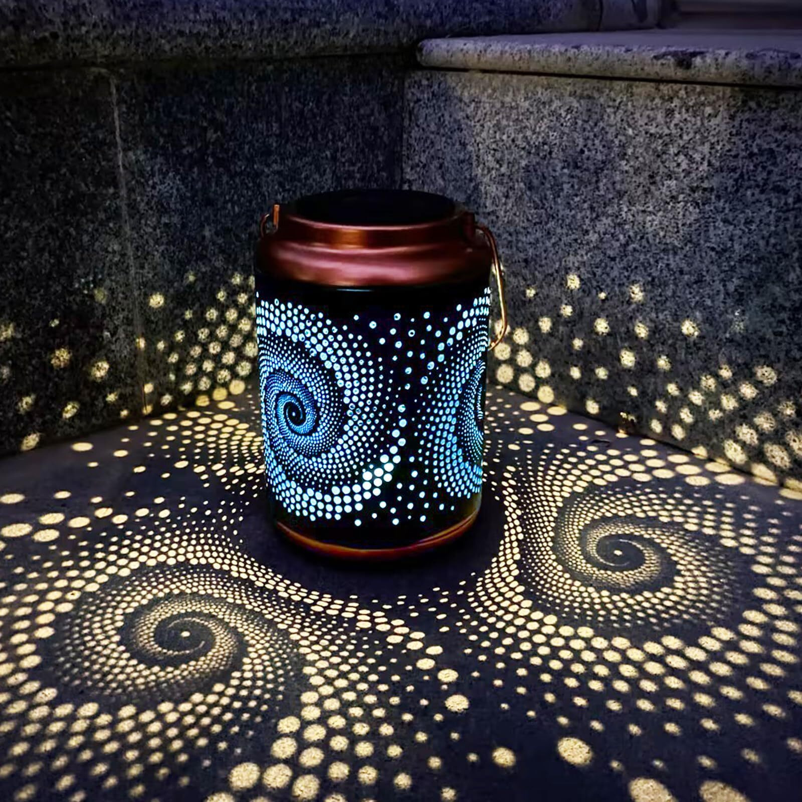 Mosaic Solar Lanterns Outdoor Bohemian Solar Lantern Outdoor Waterproof Blue Mosaic Table Light Turkish Moroccan Lamp Mosaic Decorations Yard Patio Table Decor For Garden