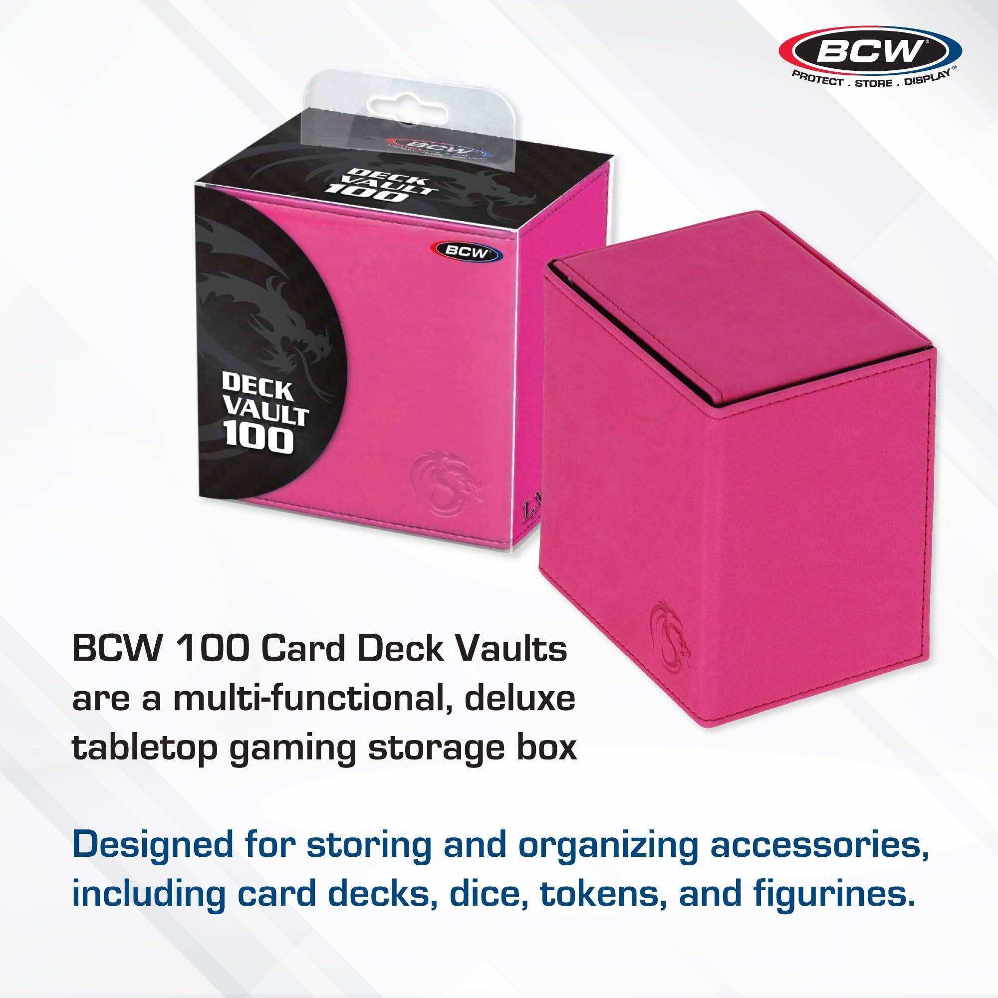 Bcw Deck Vault Lx 100 - Pink | Card Deck Case With 100 Sleeved Gaming Cards Capacity | For Magic The Gathering, Pokemon, Commander Decks