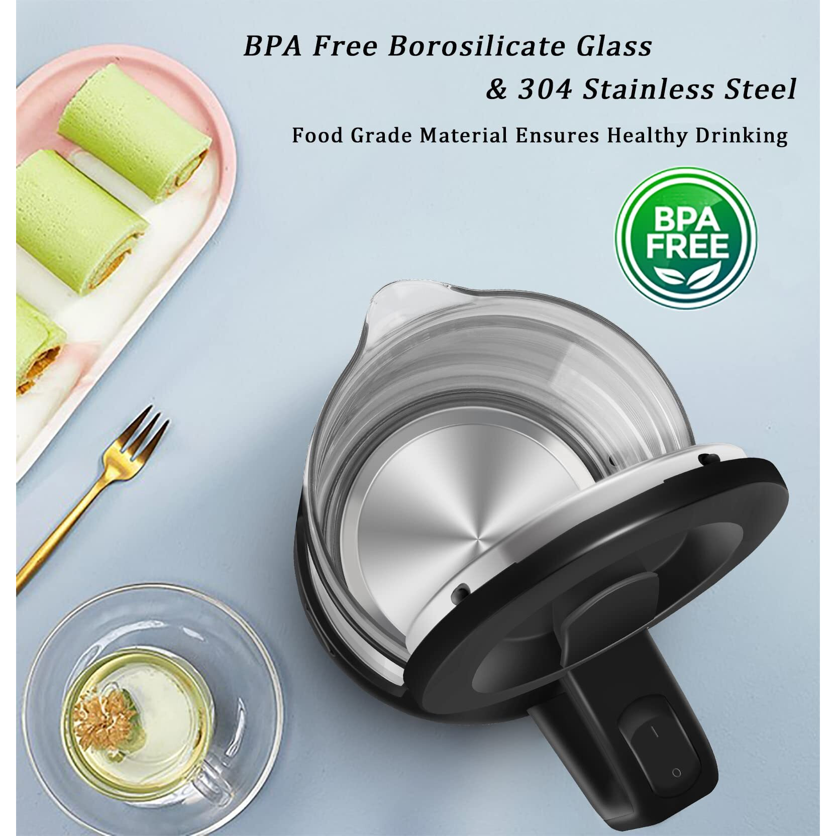 Dezin Electric Kettle With Keep Warm Function, Bpa Free Window-Glass Double Wall Design Electric Tea Kettle, Bicolor Led, 1.5L Hot Water Kettle With Auto Shut-Off And Boil Dry Protection Tech