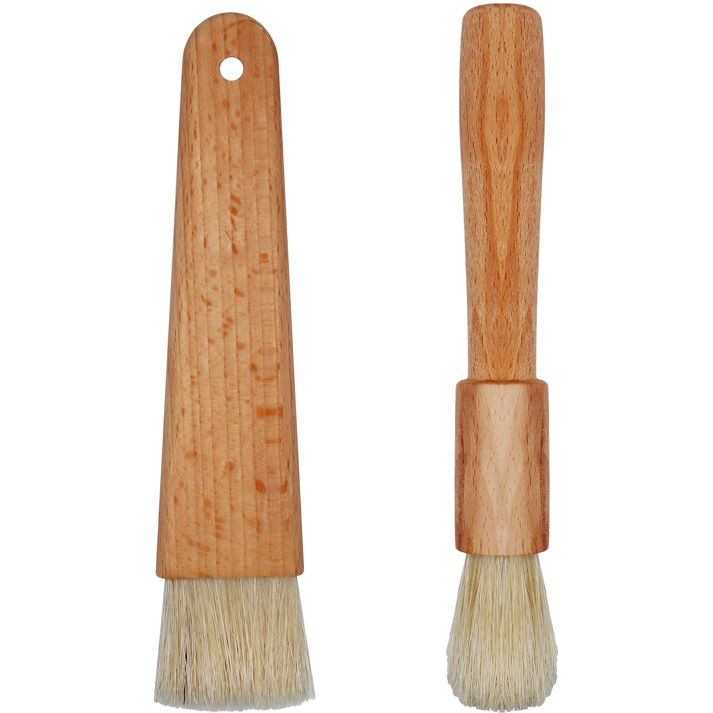 Eiks 2 Sets Natural Bristles With Wooden Handle Pastry Brushes For Basting Spreading Butter Oil Barbecue Baking Kitchen Cooking
