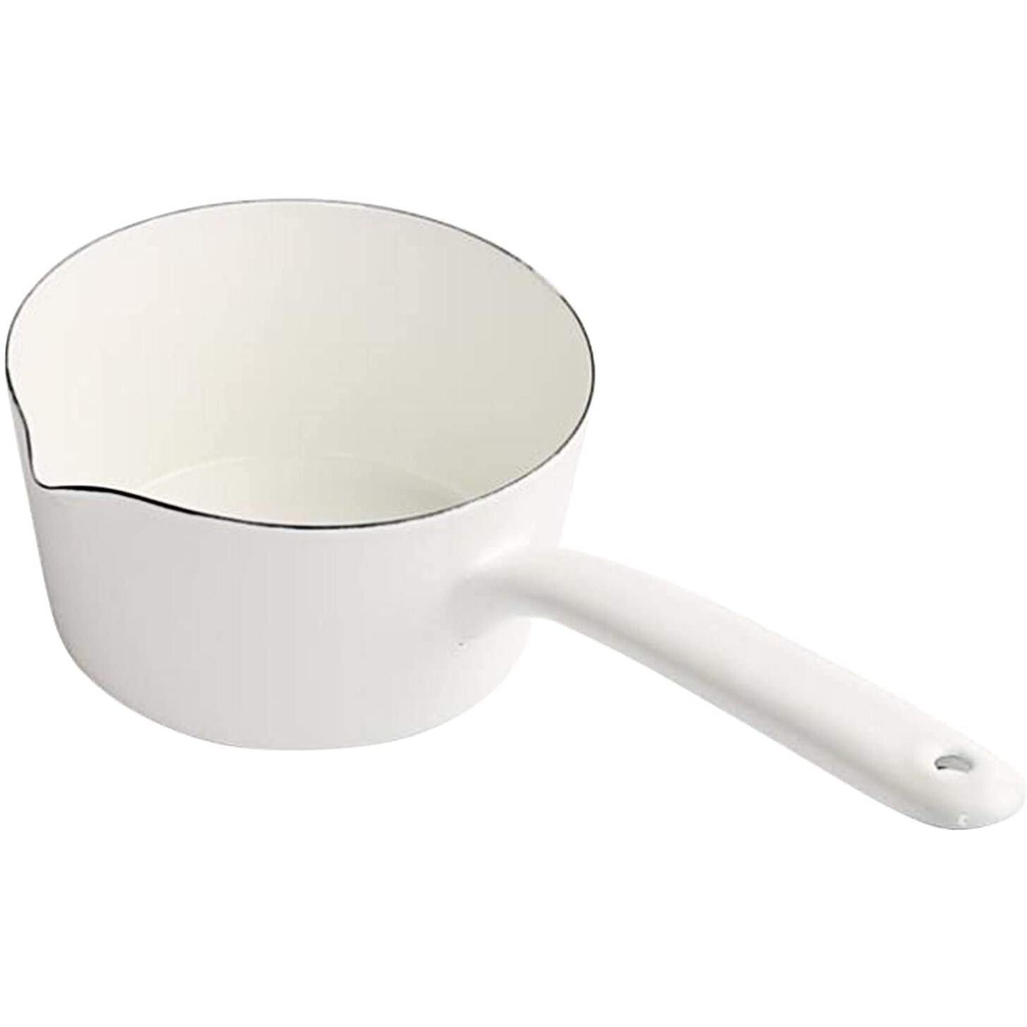 Scizorito 1.2L Enamel Milk Pan, Nonstick Milk Pot With Pour Spouts, Even Heat Conduction, Easy To Cook And Clean, Enamel Pot For Home Kitchen Or Restaurant White