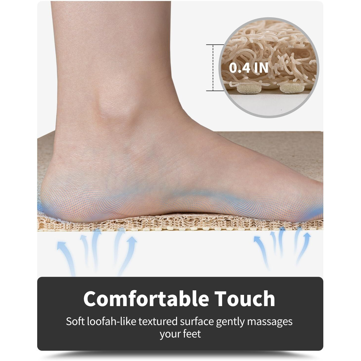 Non-Slip Bathtub Mat, 17X 30 Inch, Shower Mats For Bath Tub, Pvc Loofah Bathroom Mats For Wet Areas, Quick Drying
