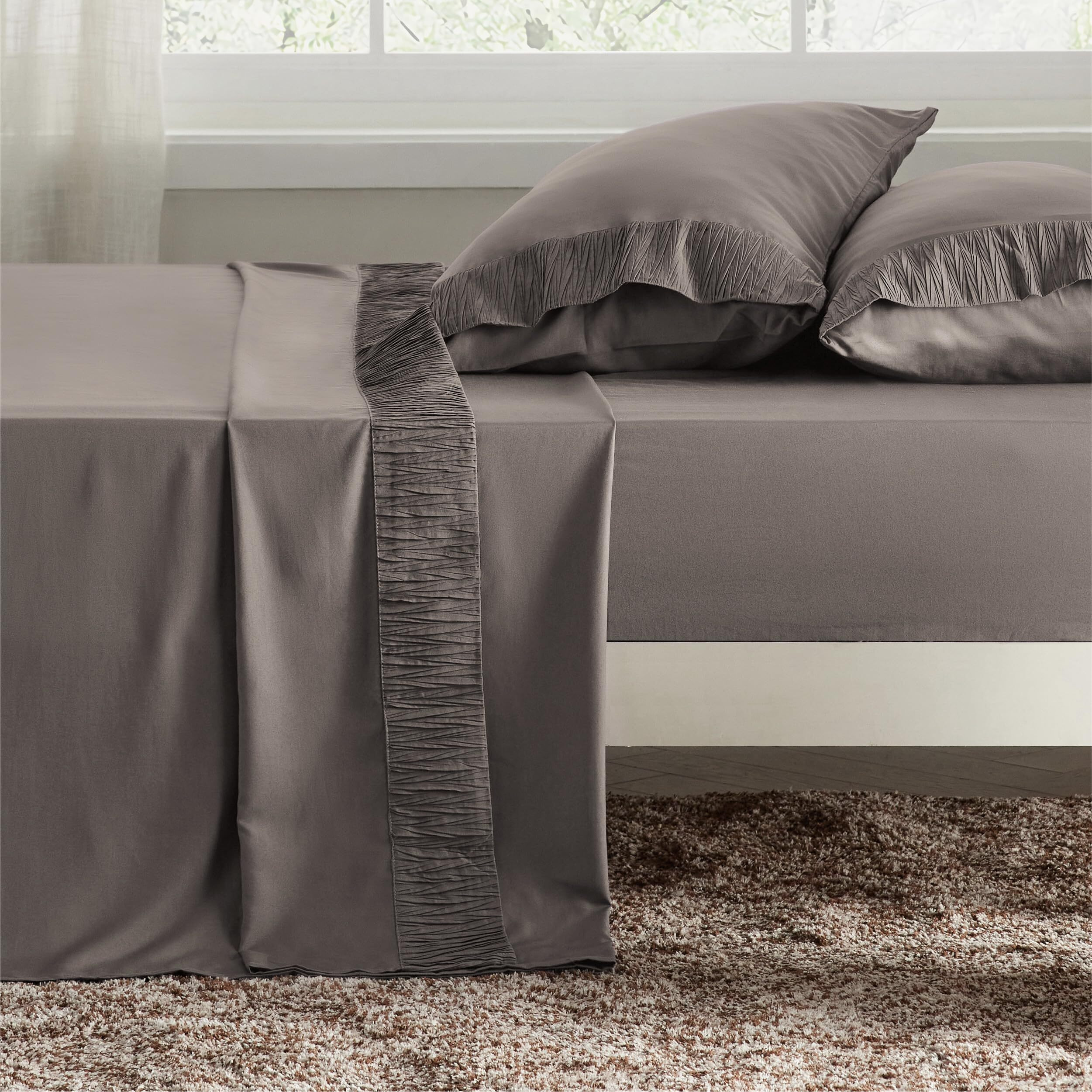 Bedsure King Size Sheets - Soft Sheets For King Size Bed, 4 Pieces Hotel Luxury Taupe Sheets King, Easy Care Polyester Microfiber Cooling Bed Sheet Set
