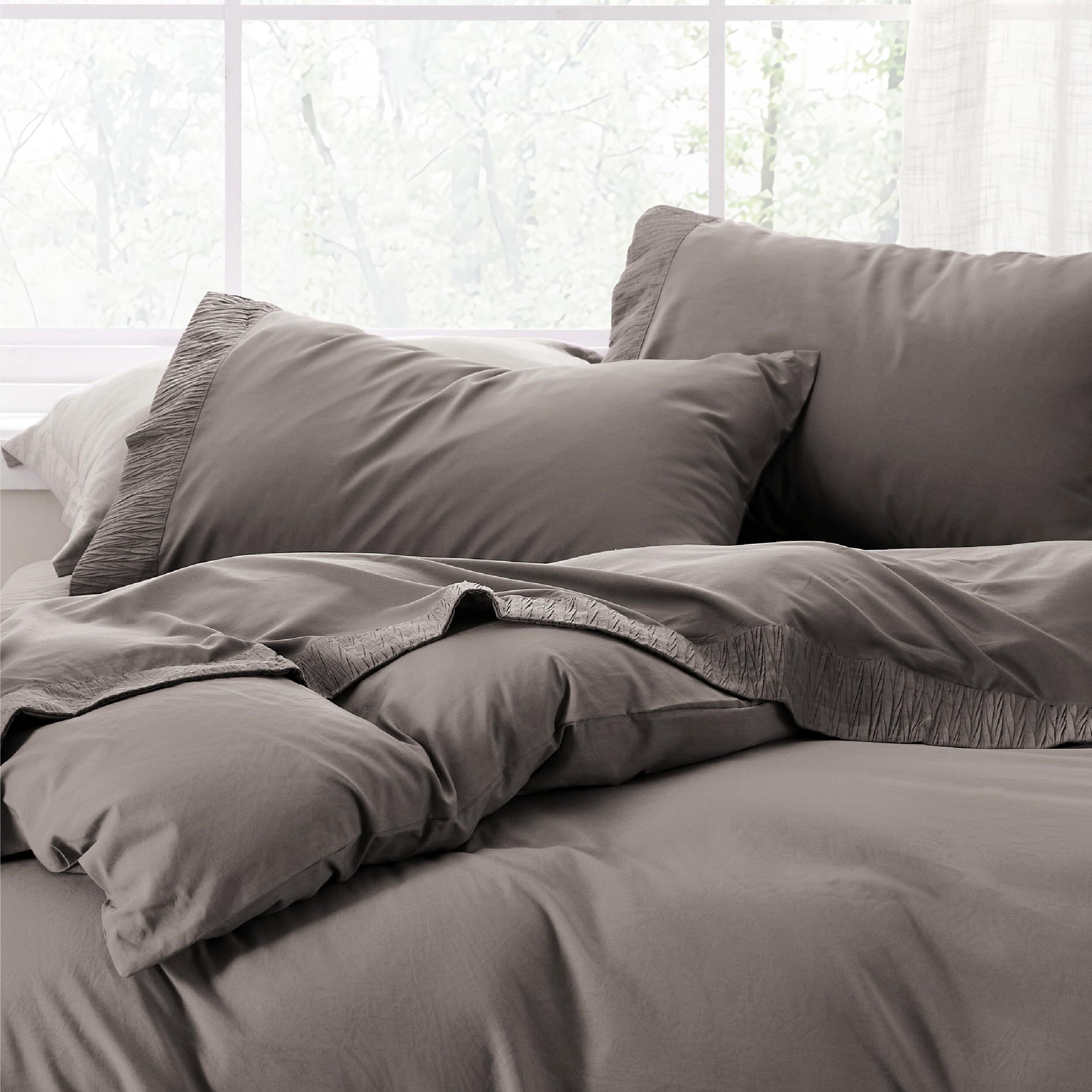 Bedsure King Size Sheets - Soft Sheets For King Size Bed, 4 Pieces Hotel Luxury Taupe Sheets King, Easy Care Polyester Microfiber Cooling Bed Sheet Set