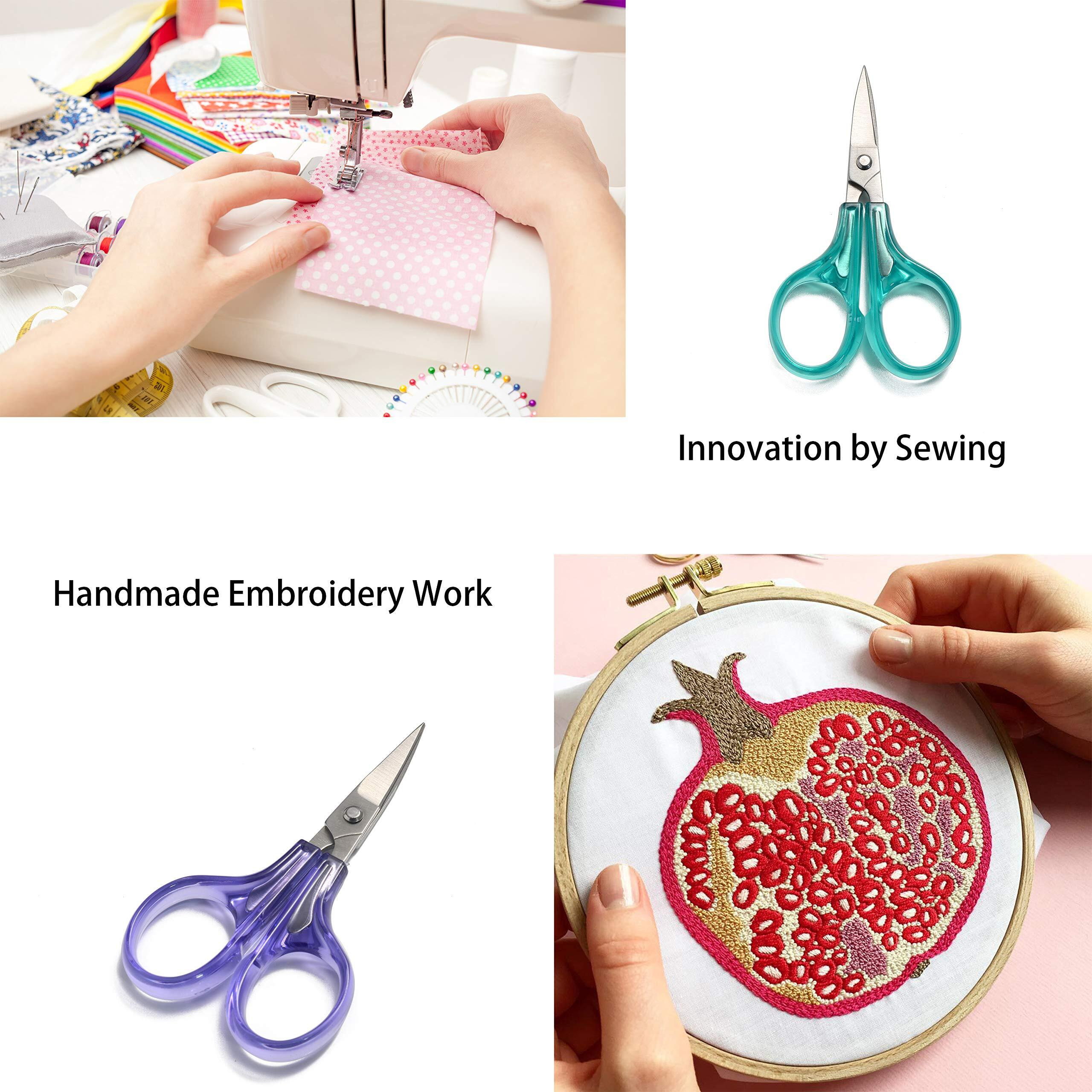Pafason Sharpest & Precise Stainless Steel Curved Straight Thread Yarn Fabric Cutting Mini Scissors With Protective Cover - Ideal For Embroidery Quilting Sewing Knitting Crafting Cross Stitch Crochet