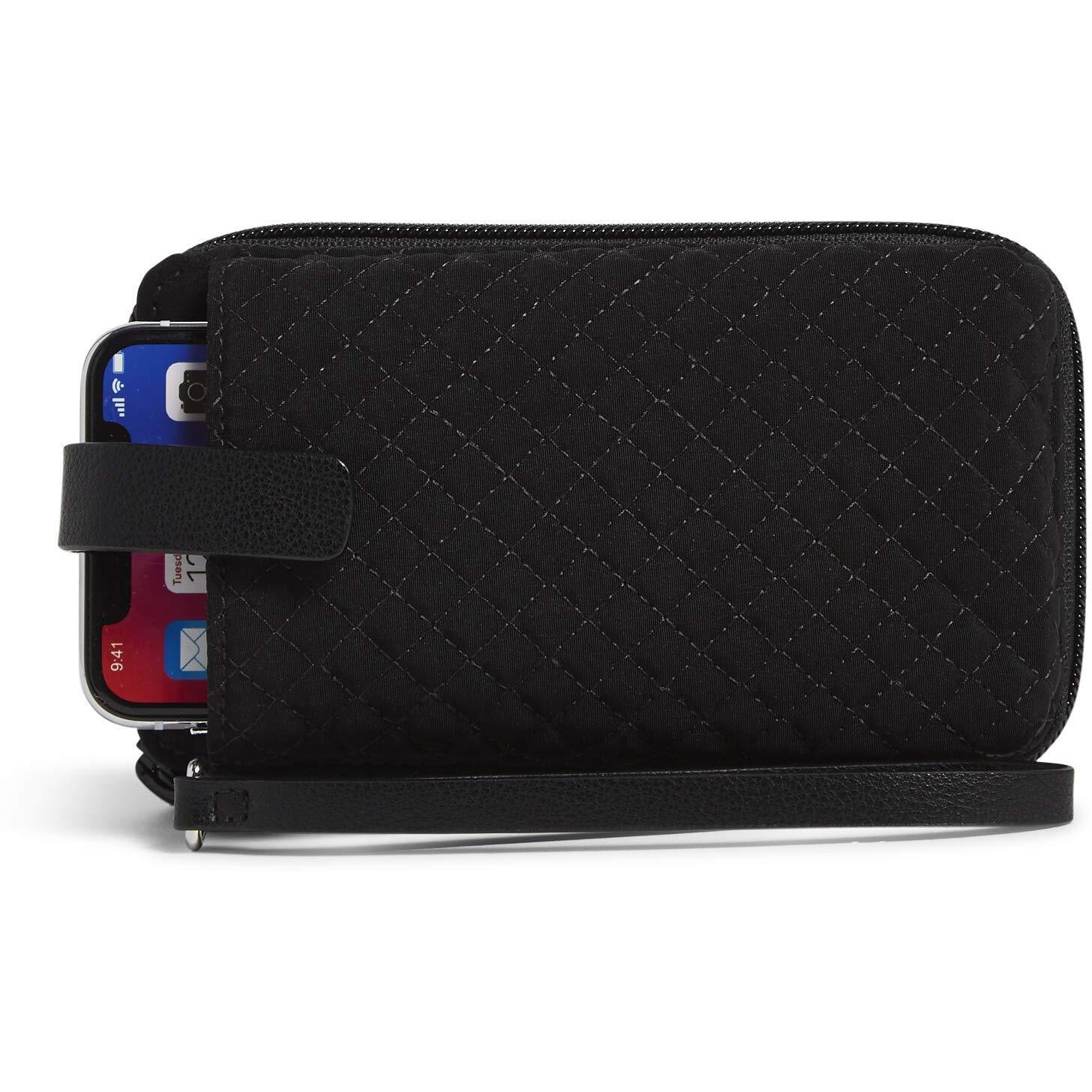 Vera Bradley Women's Microfiber Smartphone Wristlet With Rfid Protection, True Black, One Size