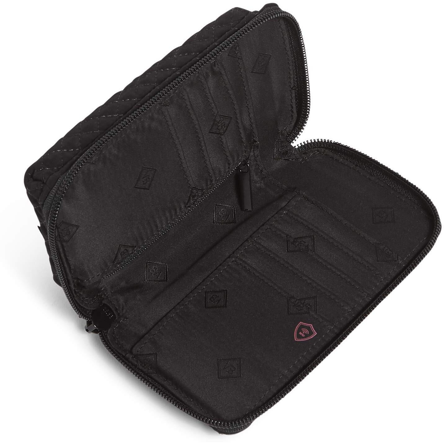 Vera Bradley Women's Microfiber Smartphone Wristlet With Rfid Protection, True Black, One Size