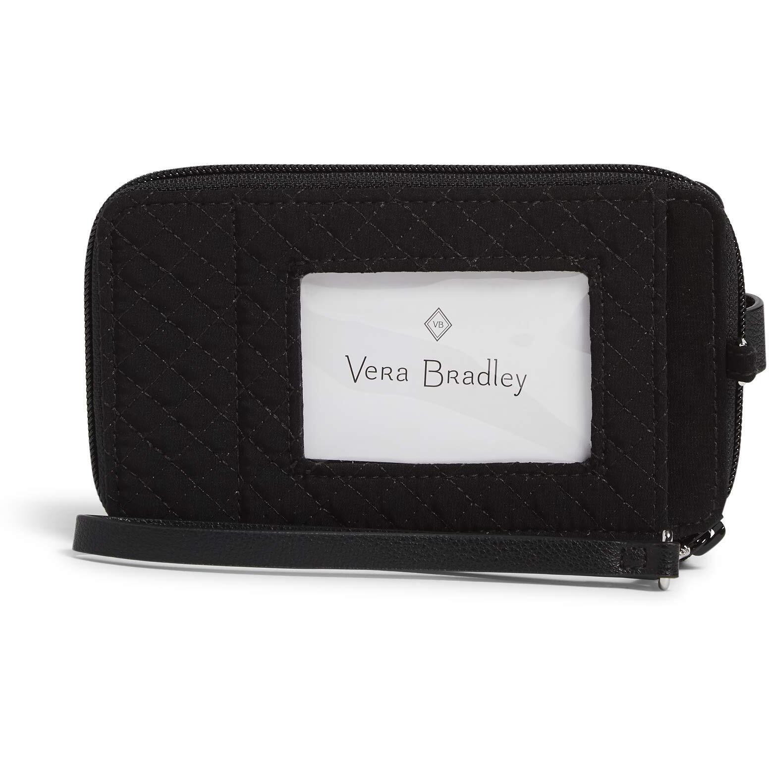 Vera Bradley Women's Microfiber Smartphone Wristlet With Rfid Protection, True Black, One Size