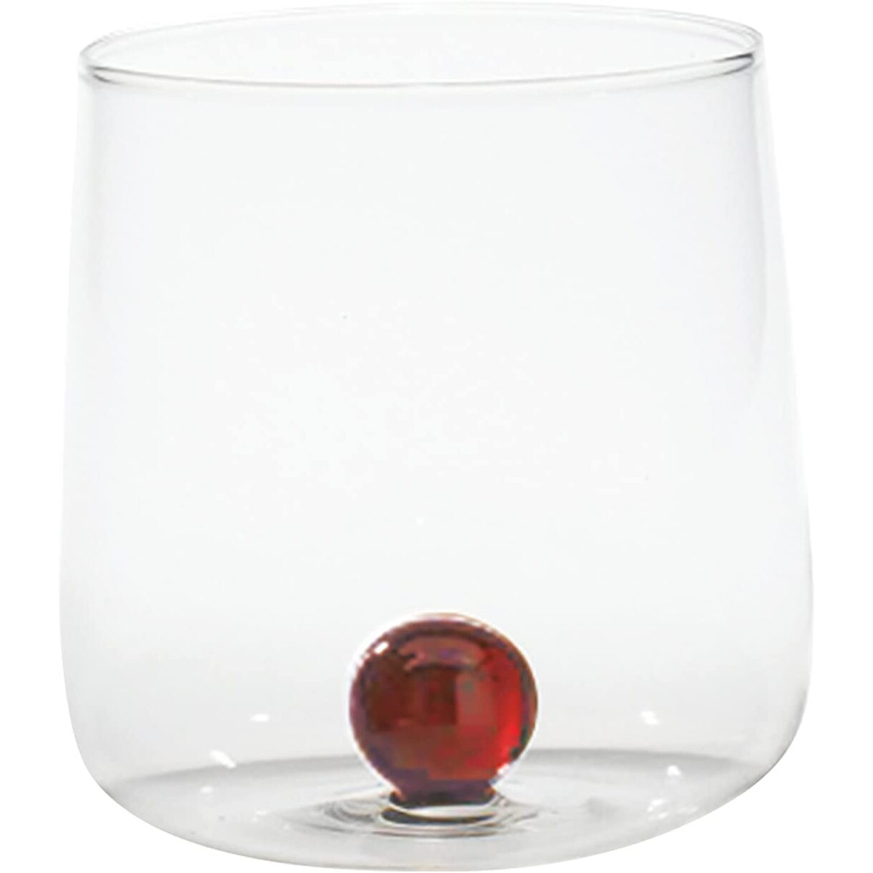 Zafferano Bilia Glass Tumbler - Handmade Transparent Glass 15 Ozs., Set Of 6 Pcs., Colorful Glass Ball (Color Amber)