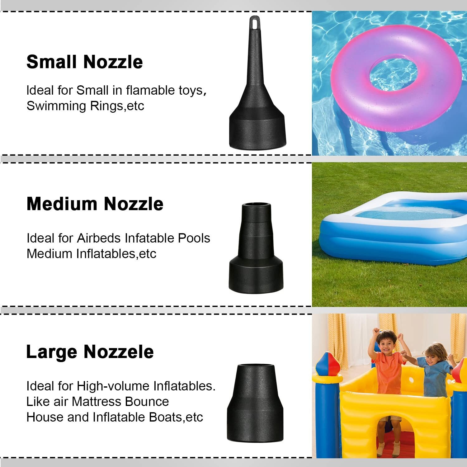 Air Pump For Inflatables, Portable Quick-Fill Electric Air Mattress Pump With 3 Nozzles, Inflator & Deflator Pumps For Outdoor Camping, Pool Floats, Inflatables Couch, Swimming Ring, 12V Dc/110V Ac