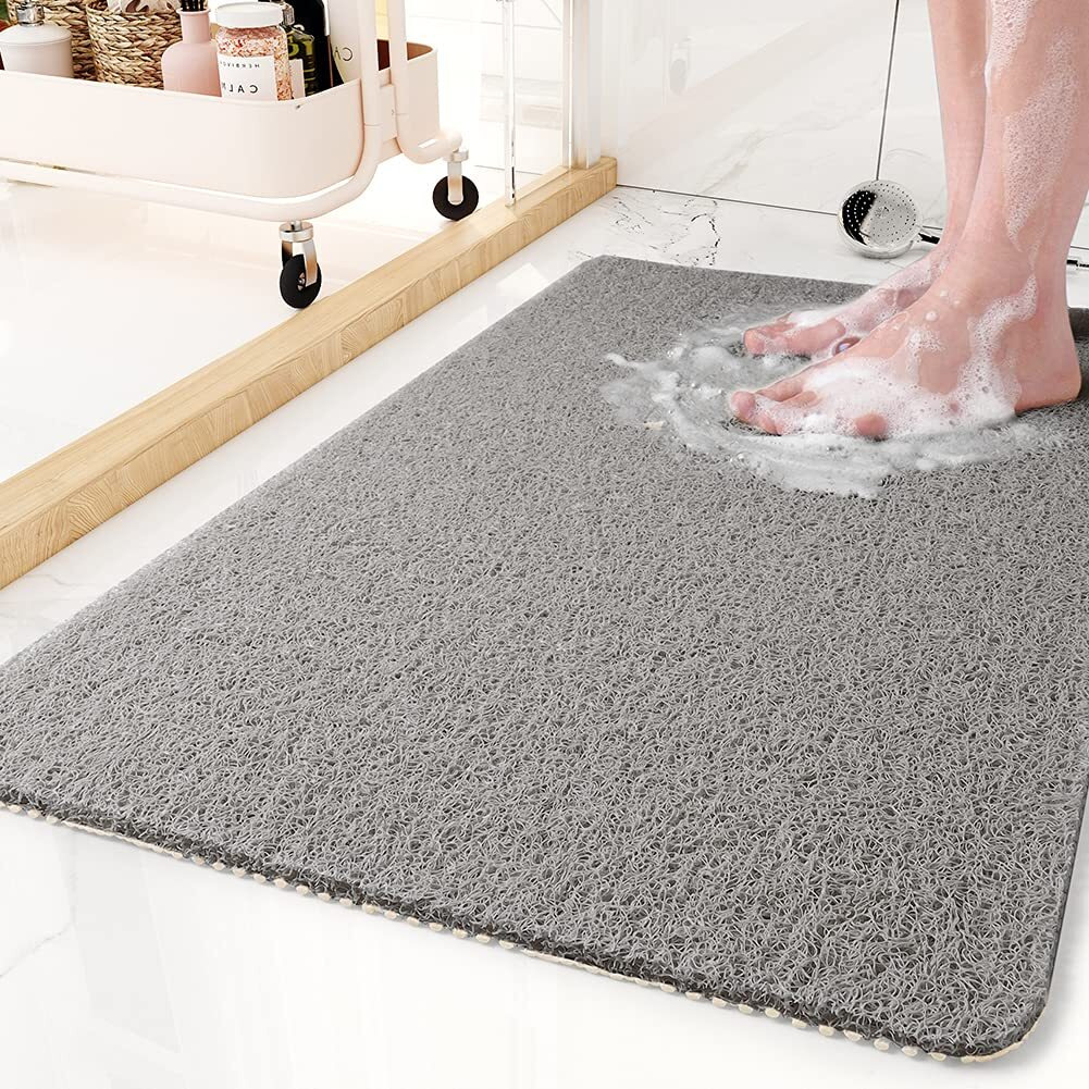 Non-Slip Bathtub Mat, 17X 30 Inch, Shower Mats For Bath Tub, Pvc Loofah Bathroom Mats For Wet Areas, Quick Drying