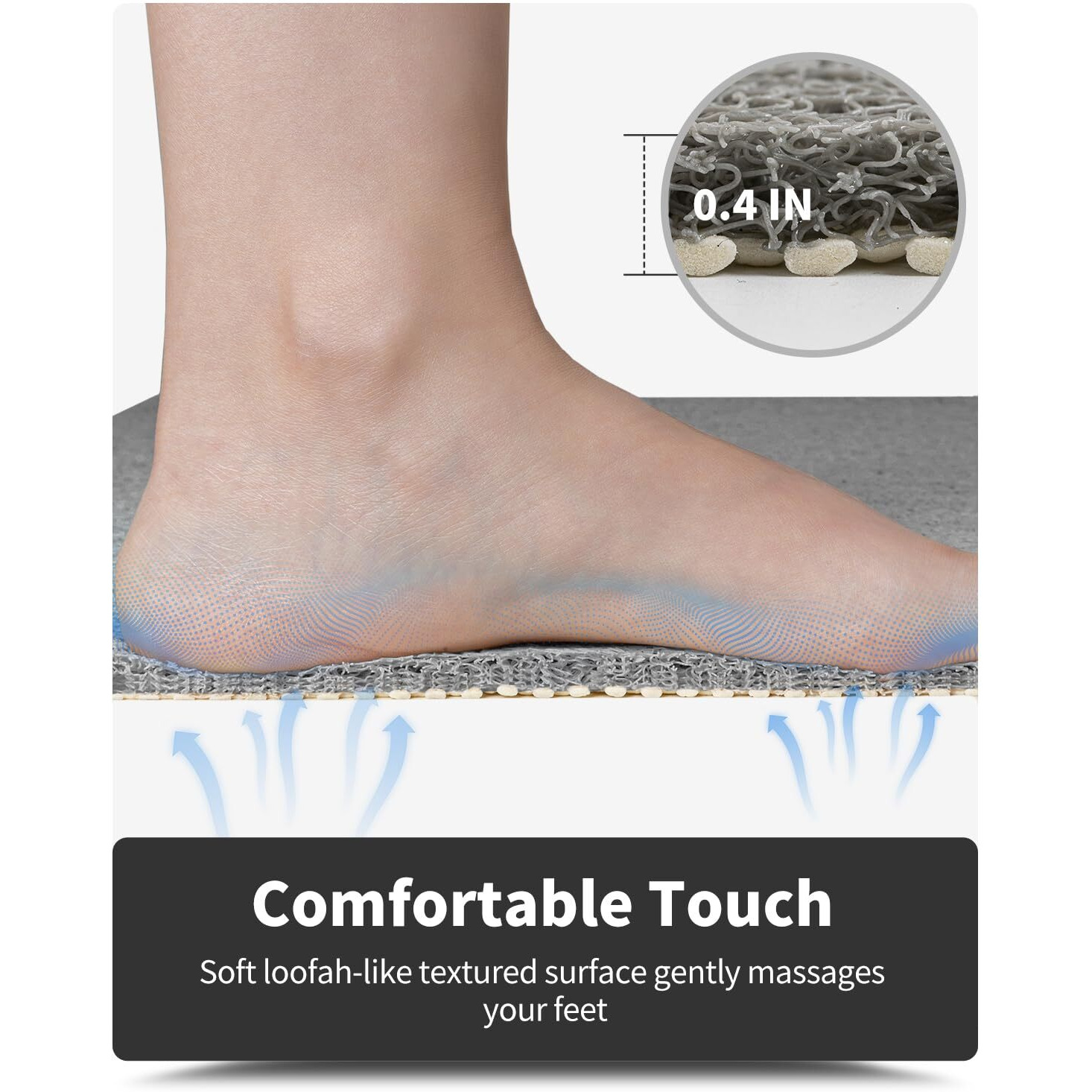 Non-Slip Bathtub Mat, 17X 30 Inch, Shower Mats For Bath Tub, Pvc Loofah Bathroom Mats For Wet Areas, Quick Drying