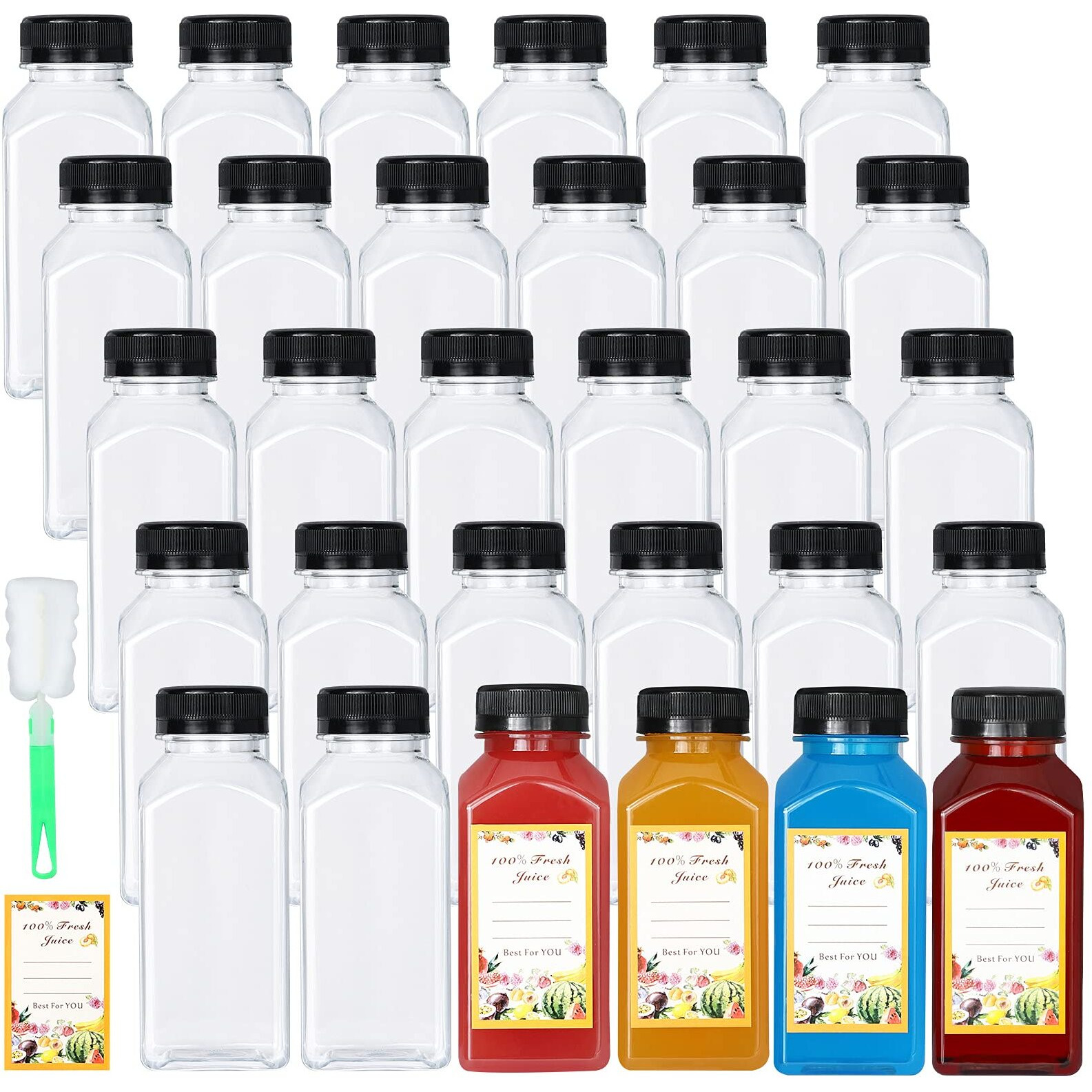 Danallan 30 Pack 8Oz Empty Plastic Bottles With Leak-Proof Caps Food Grade Recyclable Bulk Beverage Containers Clear Pet Bottles For Homemade Juice, Smoothie, Milk And Drinks