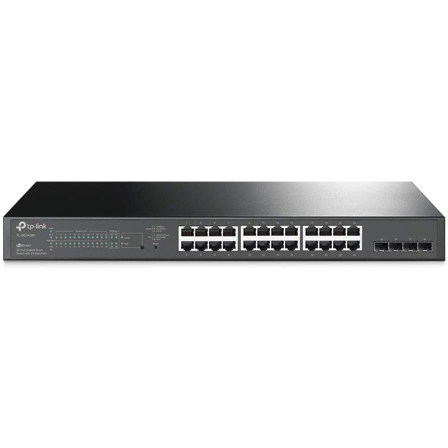 Tp-Link Tl-Sg2428P Jetstream 28-Port Gigabit Smart Switch With 24-Port Poe+, 4 Sfp Slots (250 Watt Budget, Centralized Cloud Management Omada Sdn, And Intelligent Monitoring)