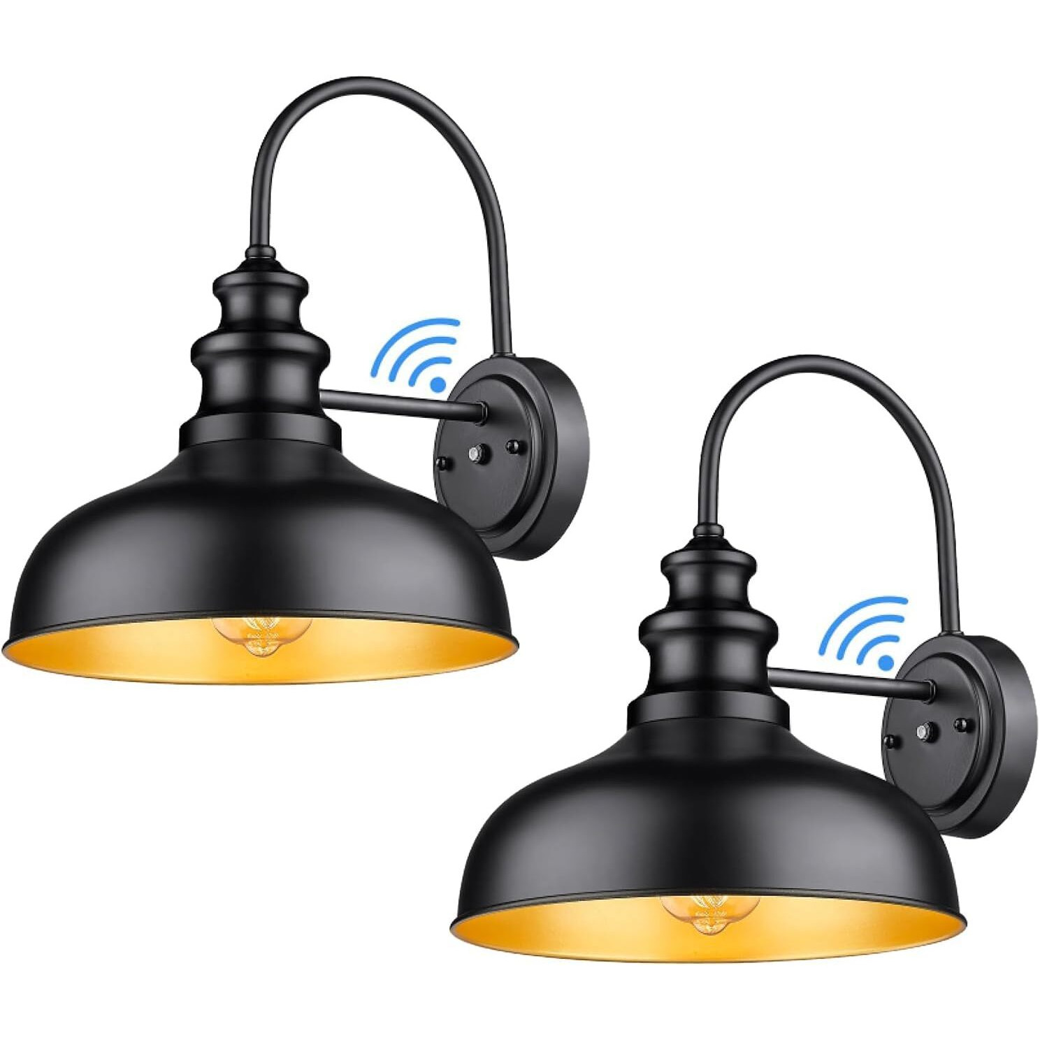 Bestshared Dusk To Dawn Sensor Farmhouse Gooseneck Barn Light, Outdoor Wall Sconce, Exeterior Wall Mount Lights, Outdoor Black Finish Lantern For Porch, Outdoor Wall Lantern(Black, 2 Pack)