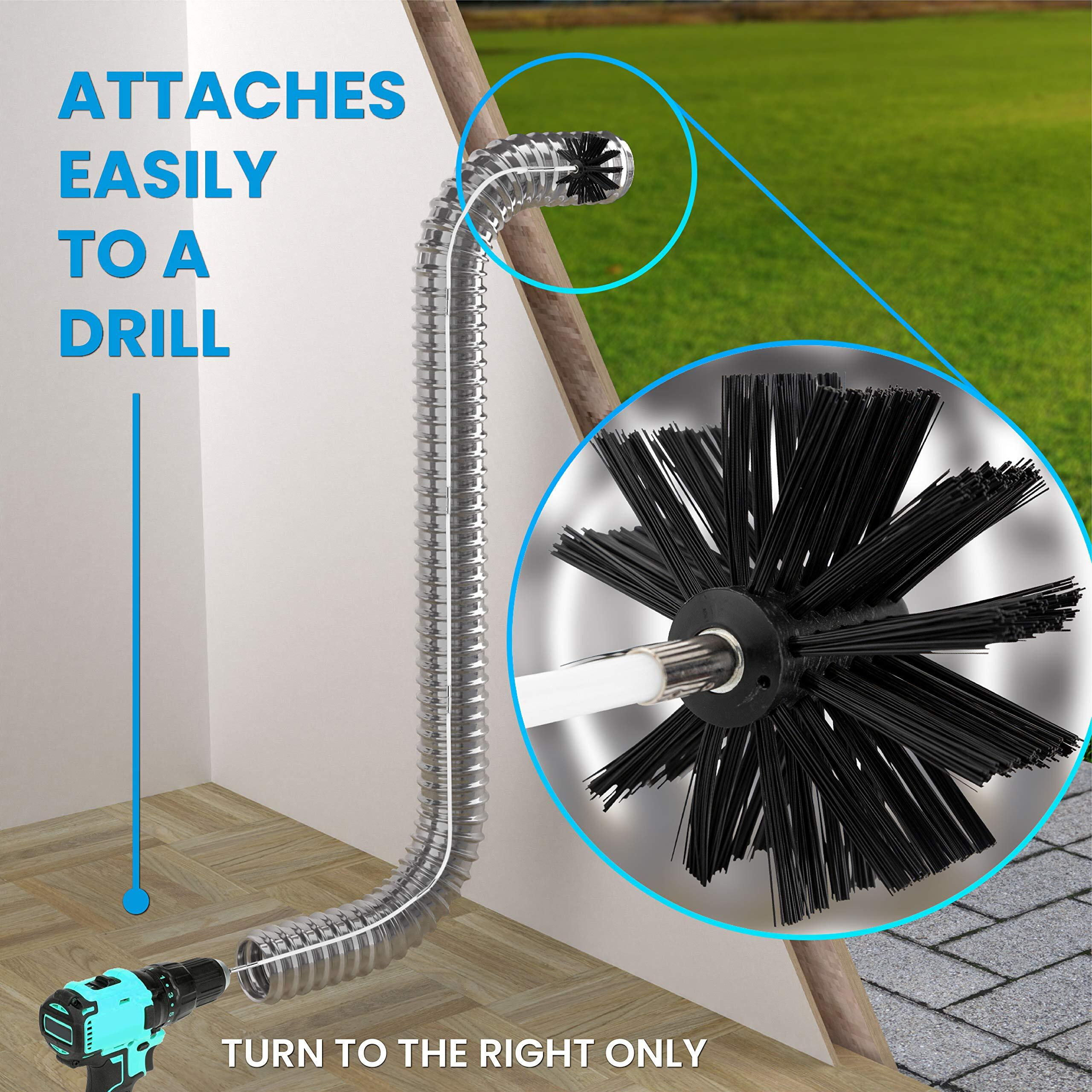 The Professional Dryer Vent Cleaner Kit -(30-Feet) Innovative Lint Remover Reusable Strong Nylon| Flexible Lint Brush With Drill Attachment For Faster Cleaning