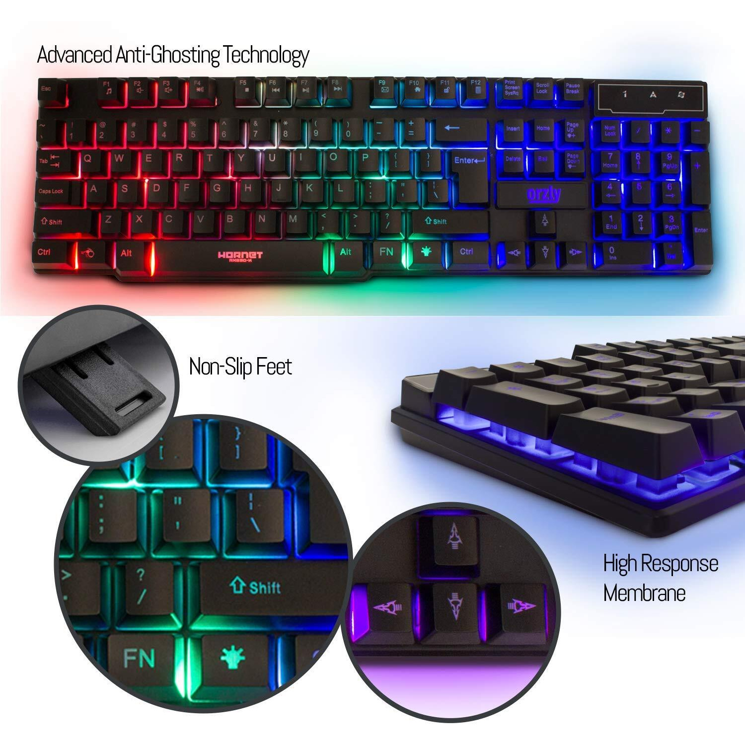 Gaming Keyboard And Mouse And Mouse Pad And Gaming Headset, Wired Led Rgb Backlight Bundle For Pc Gamers And Xbox And Ps4 Users - 4 In 1 Edition Hornet Rx-250