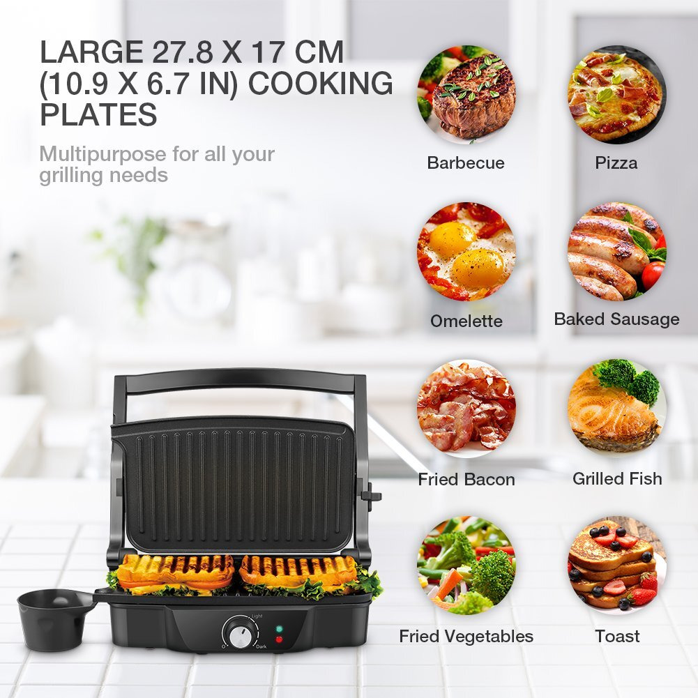Panini Maker, Isiler 2 Slice Panini Press Grill, Sandwich Maker Non-Stick Coated Plates, Opens 180 Degrees For Panini