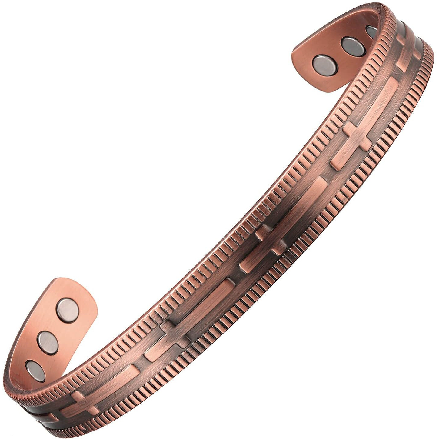 Magenergy Copper Bracelet For Men And Women, 99.9% Solid Copper Magnetic Bracelets Adjustable Cuff Jewelry Gift Box(Cross Pattern)