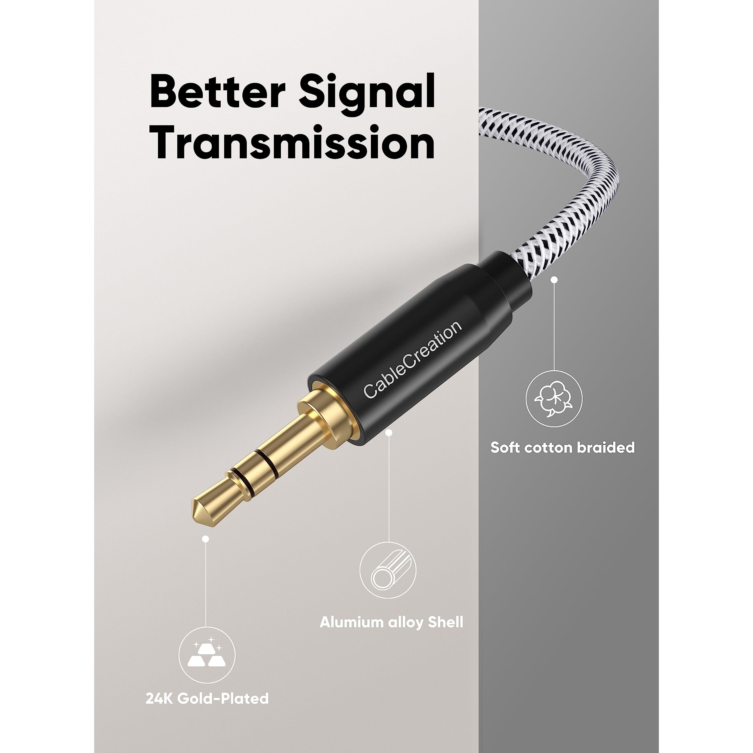 Cablecreation Aux Cable (6Ft/1.8M), 3.5Mm Audio Cable Male To Male, 1/8 Inch Auxiliary Stereo Jack Cord For Headphone, Phone, Car Stereos, Speaker And More(With Aux Port)