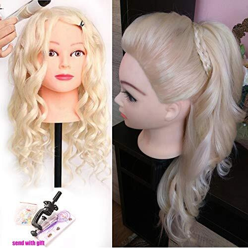 Mannequin Head, Beauty Star 24 Inch Creamy-White Long Hair Styling Training Head Manikin Cosmetology Doll Head With Clamp Stand And Accessories (Suitable For Straightening, Curling, Perming)