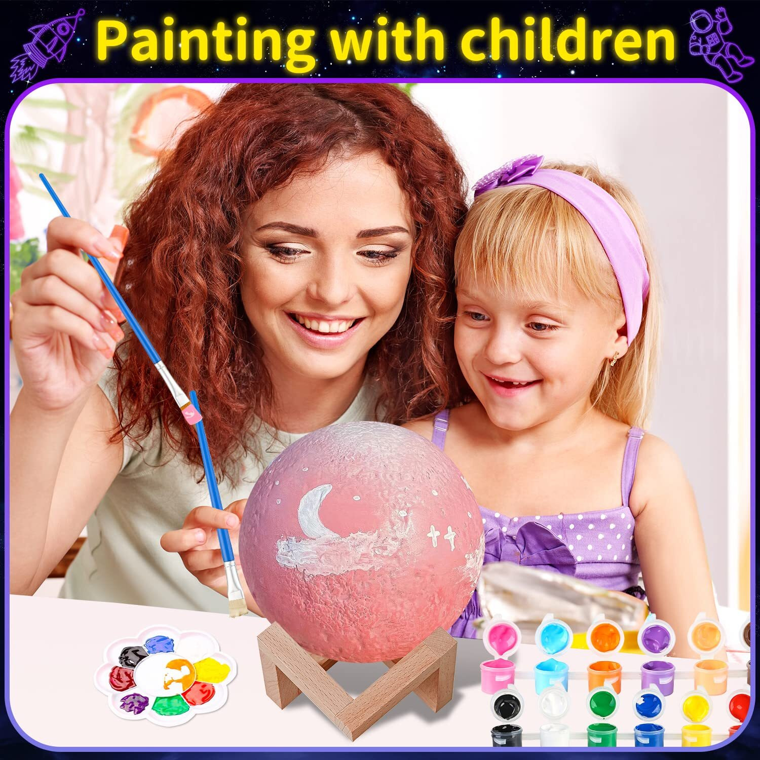 Paint Your Own Moon Lamp Kit, Gifts Diy 3D Moon Light Cool Galaxy Lamp,Toys For Teens Boys Girls, Arts & Crafts Kit Art Supplies For Kids, Arts And Crafts For Kids Ages 8-12 Birthday Gifts