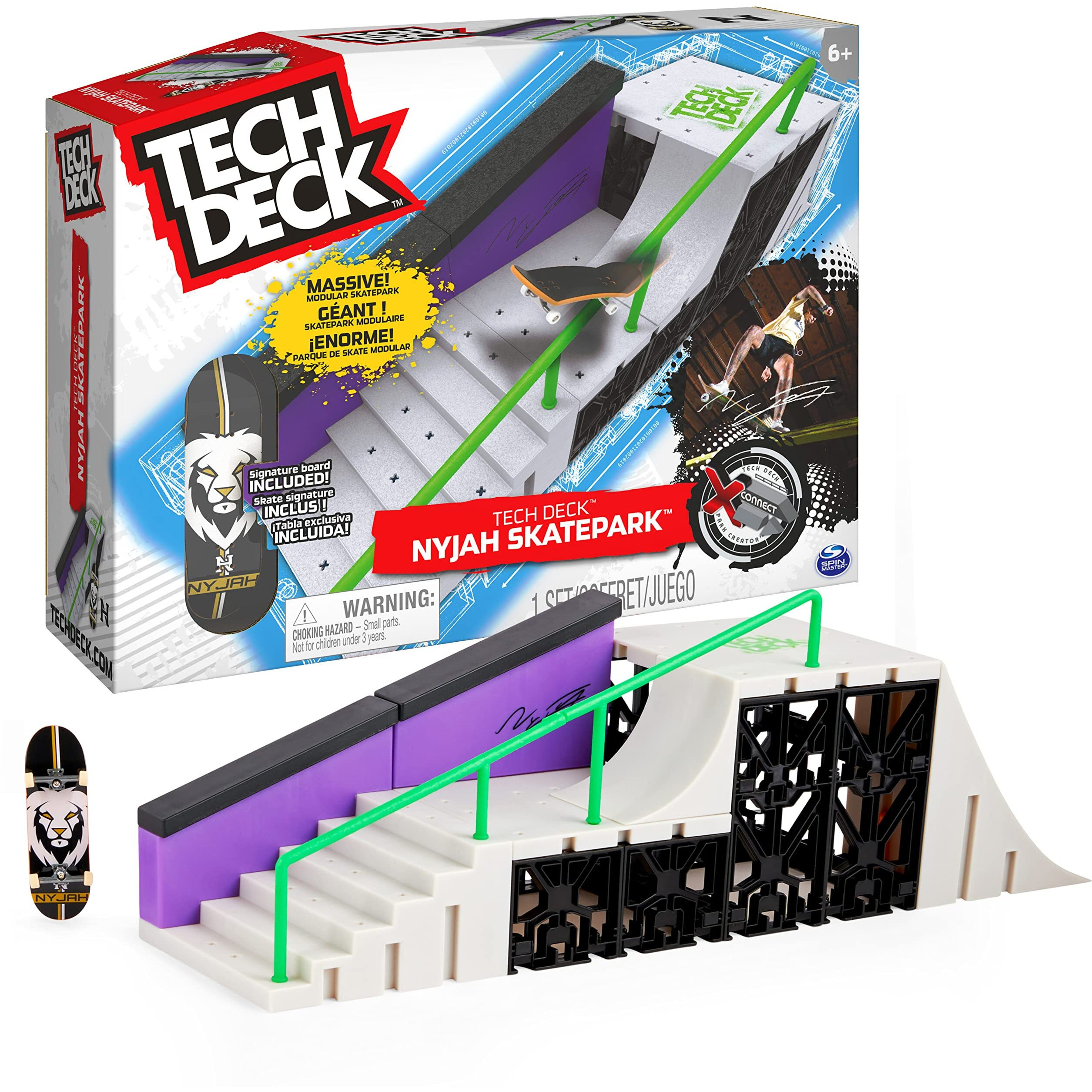 Tech Deck, Nyjah Skatepark X-Connect Park Creator, Massive Customizable Skatepark Ramp Set With Exclusive Fingerboard, Kids Toy For Ages 6 And Up