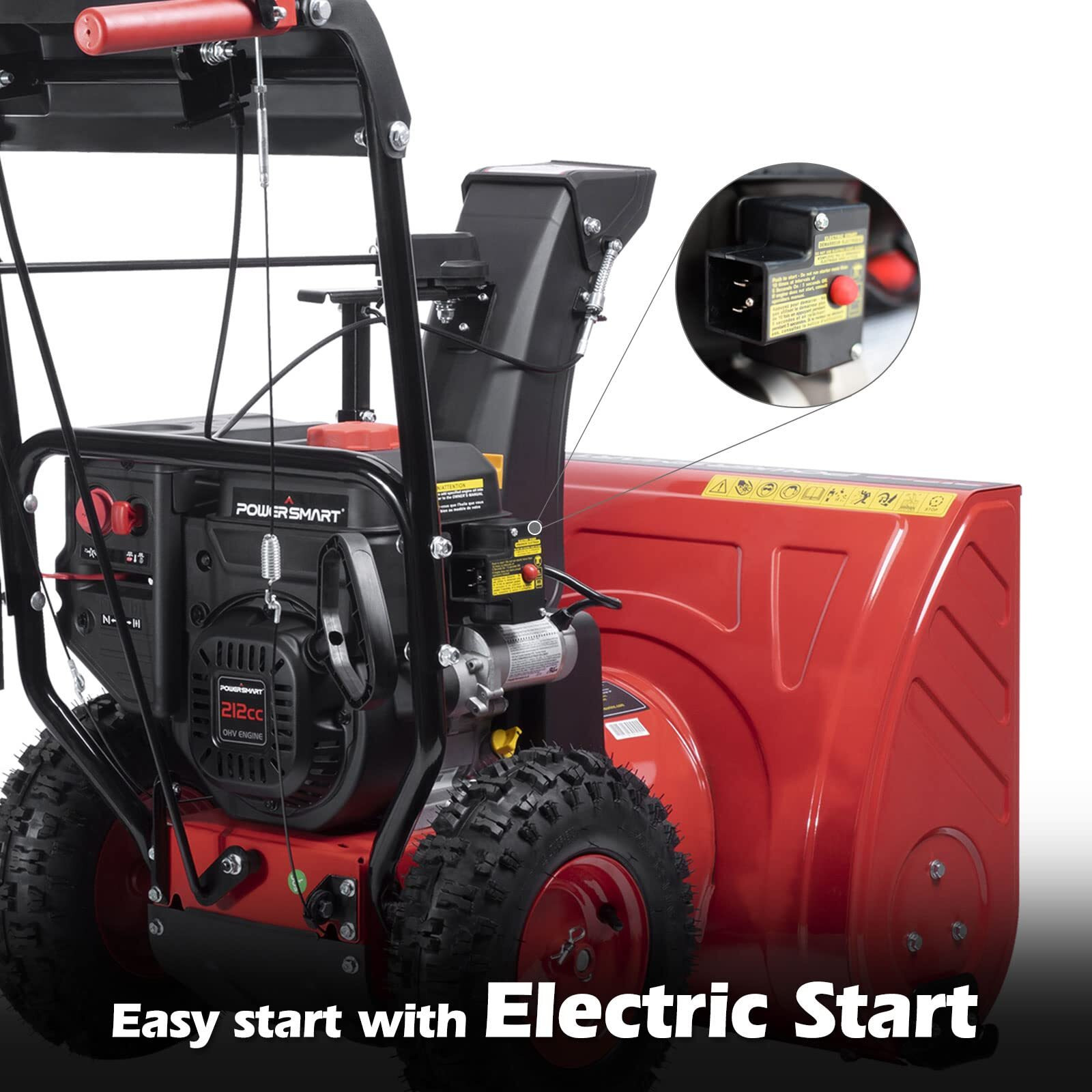 Powersmart Gas Snow Blower 24-Inch 2-Stage Self-Propelled 212Cc Engine Gas Powered With Electric Start, Led Light