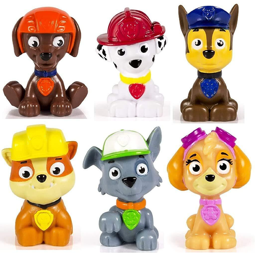 Kids Paw Patrol Mini Figures Set Of 6 - Rocky, Zuma, Skye, Rubble, Marshall & Chase