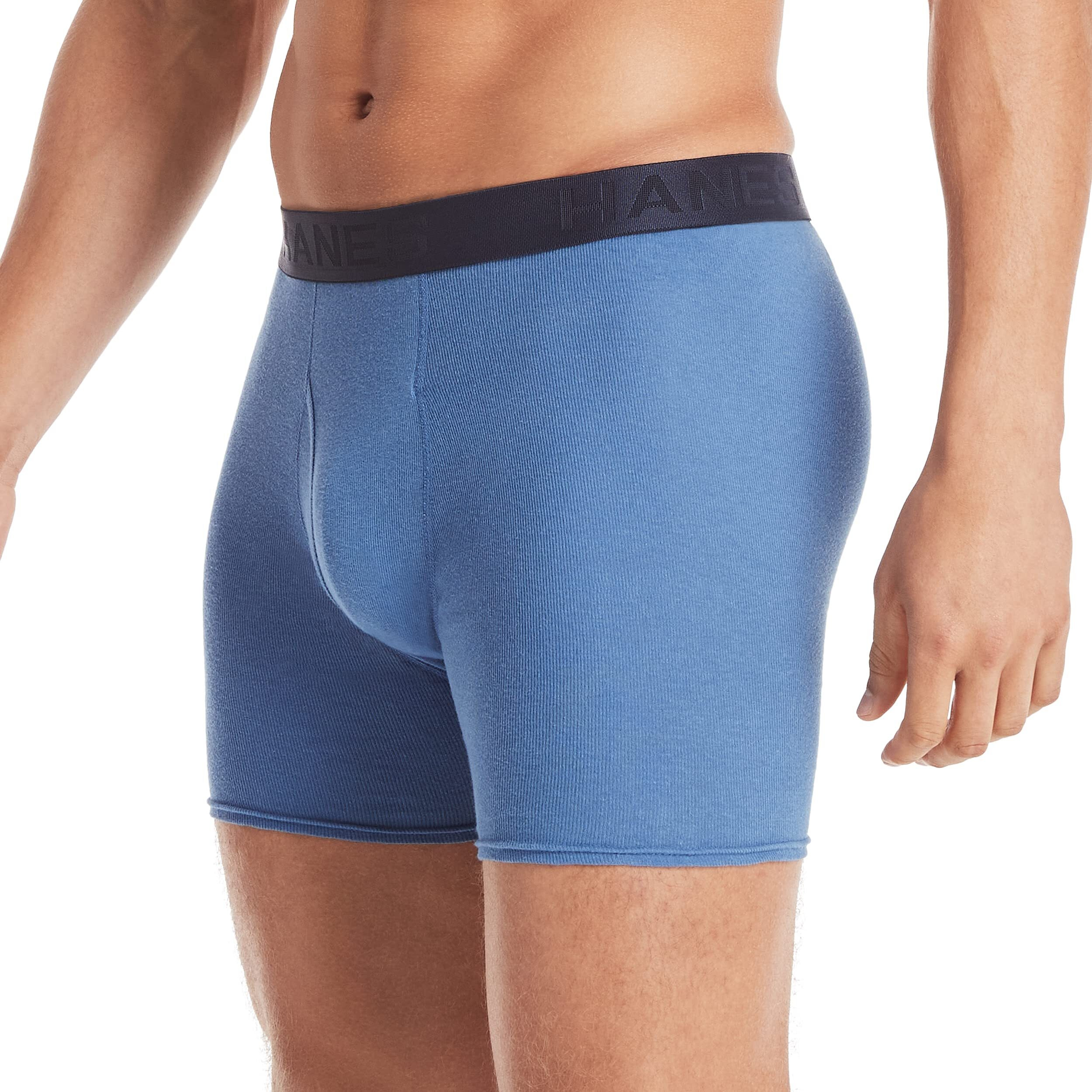 Hanes Ultimate Mens Tagless - Multiple Colors (Blues, Assorted) Boxer Briefs, 5 Pack Assorted, Large Us