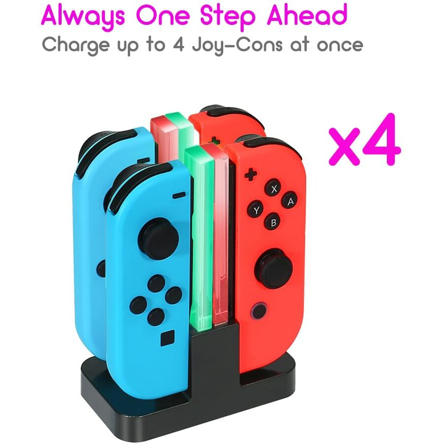 Innvo Power Dock -Switch Joycon Charger, 4 In 1 Charging Dock For Nintendo Controller, Fast Charging Station, Usb C Charge Cable Included Black