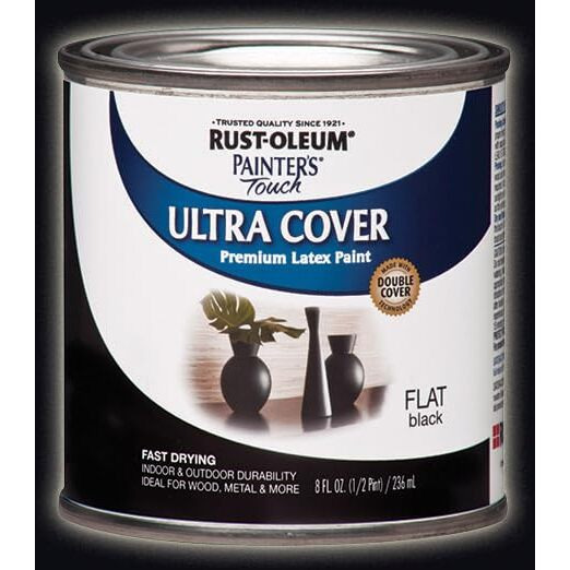 Rust-Oleum 1976730 Painter's Touch Latex Paint, Half Pint, Flat Black, 8 Fl Oz (Pack Of 1)
