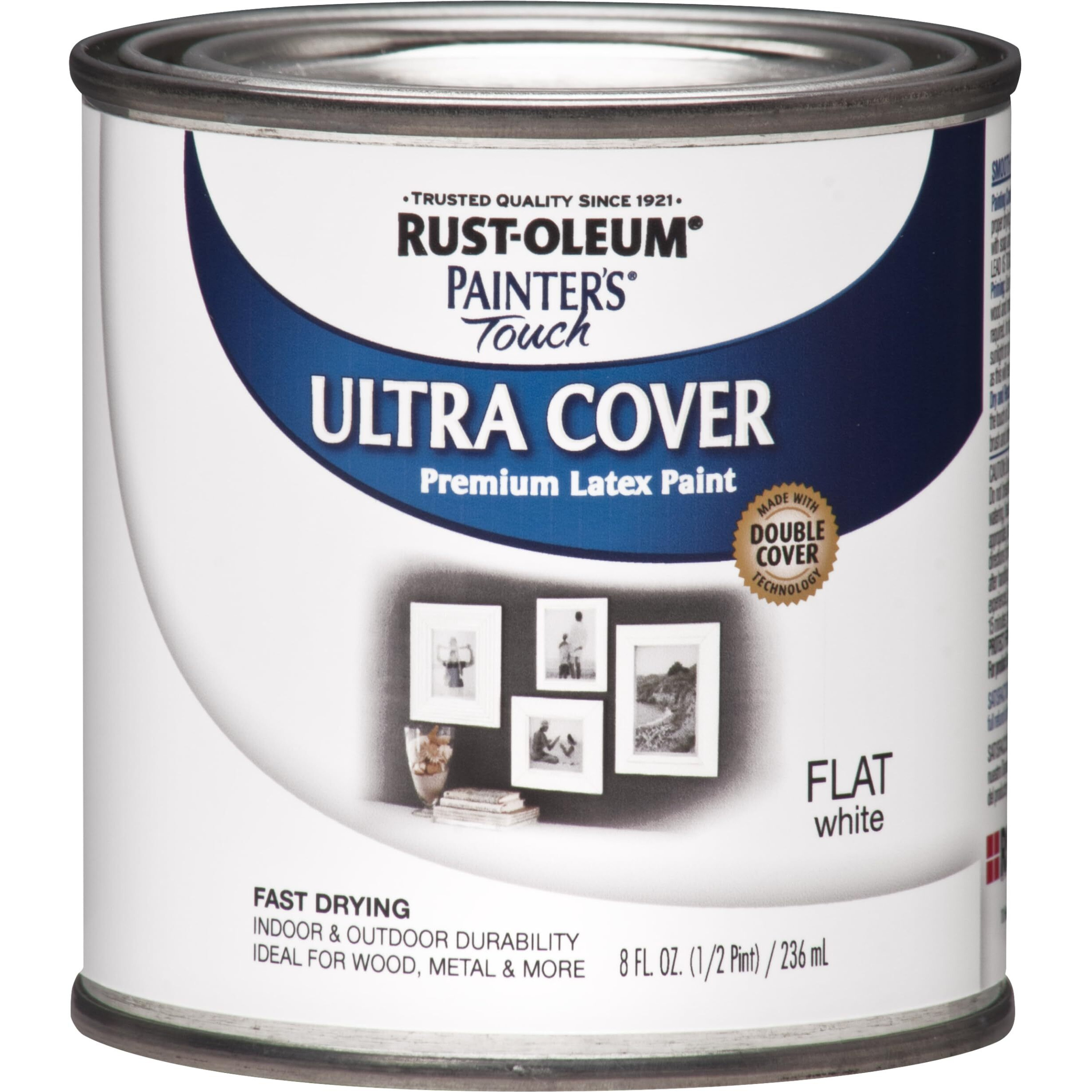 Rust-Oleum 1990730 Painter's Touch Latex Paint, Half Pint, Flat White, 8 Fl Oz (Pack Of 1)
