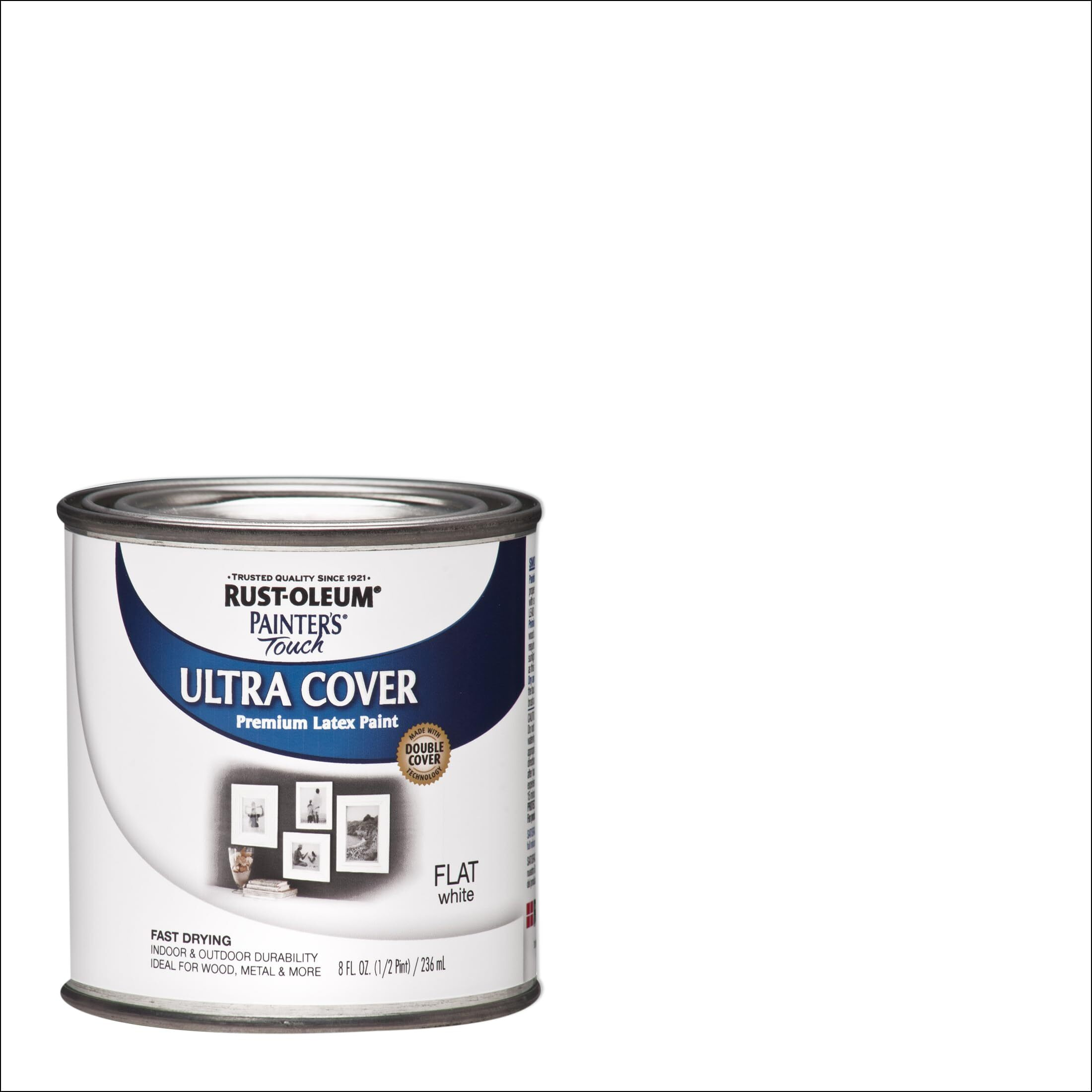 Rust-Oleum 1990730 Painter's Touch Latex Paint, Half Pint, Flat White, 8 Fl Oz (Pack Of 1)