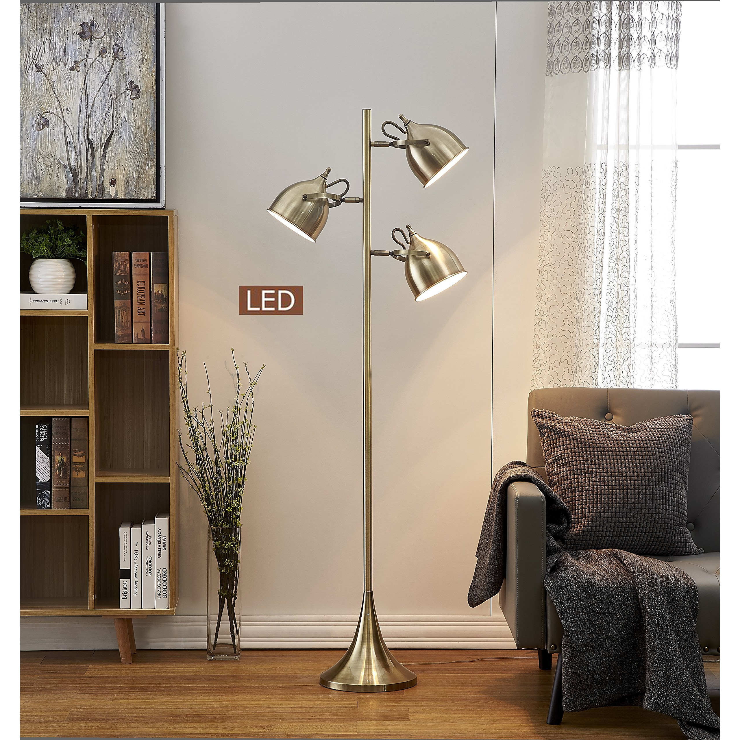 Artiva Usa Led9938Fab Caprice Led Floor Lamp, Antique Satin Brass