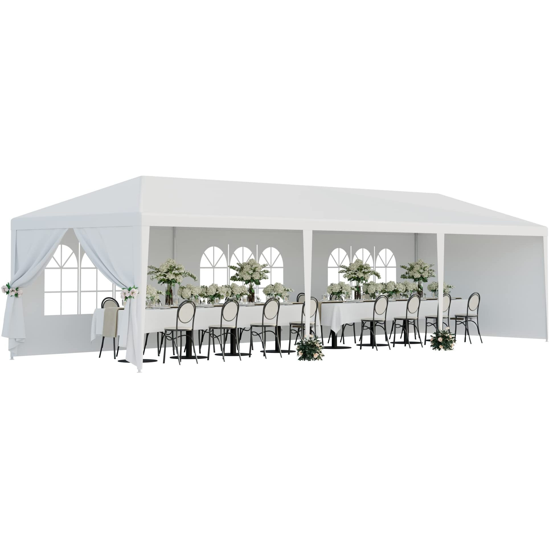 Lemy 10X30 Party Tent Outdoor Wedding Camping Canopy Heavy Duty Gazebo With Removable Sidewalls, Waterproof Shade Shelter For Backyard, Garden, Patio