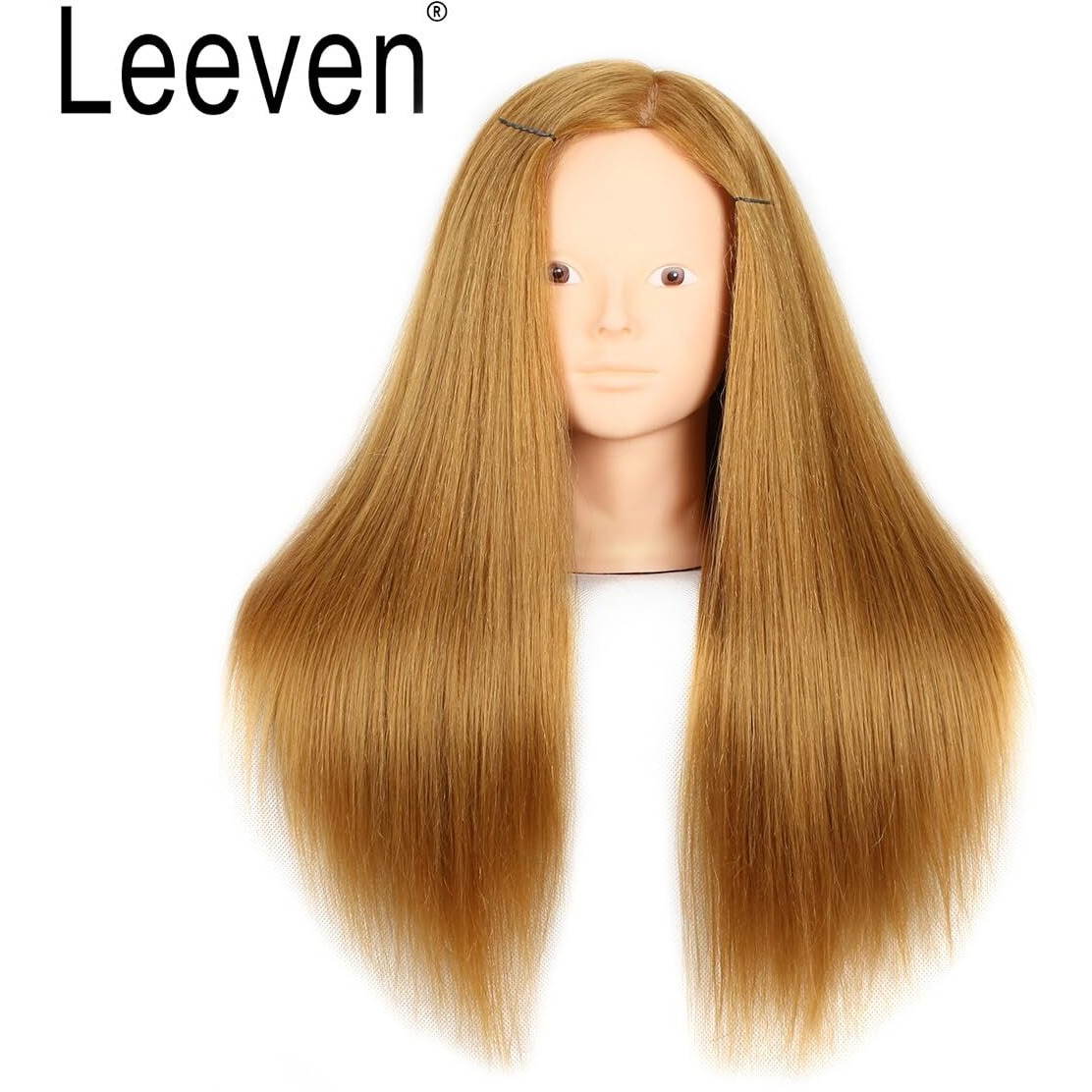 20 Inch Mannequin Head 60% Human Hair Styling Training Head Manikin Cosmetology Head Hair Hairdressing Training Face Makeup Practice Head 27