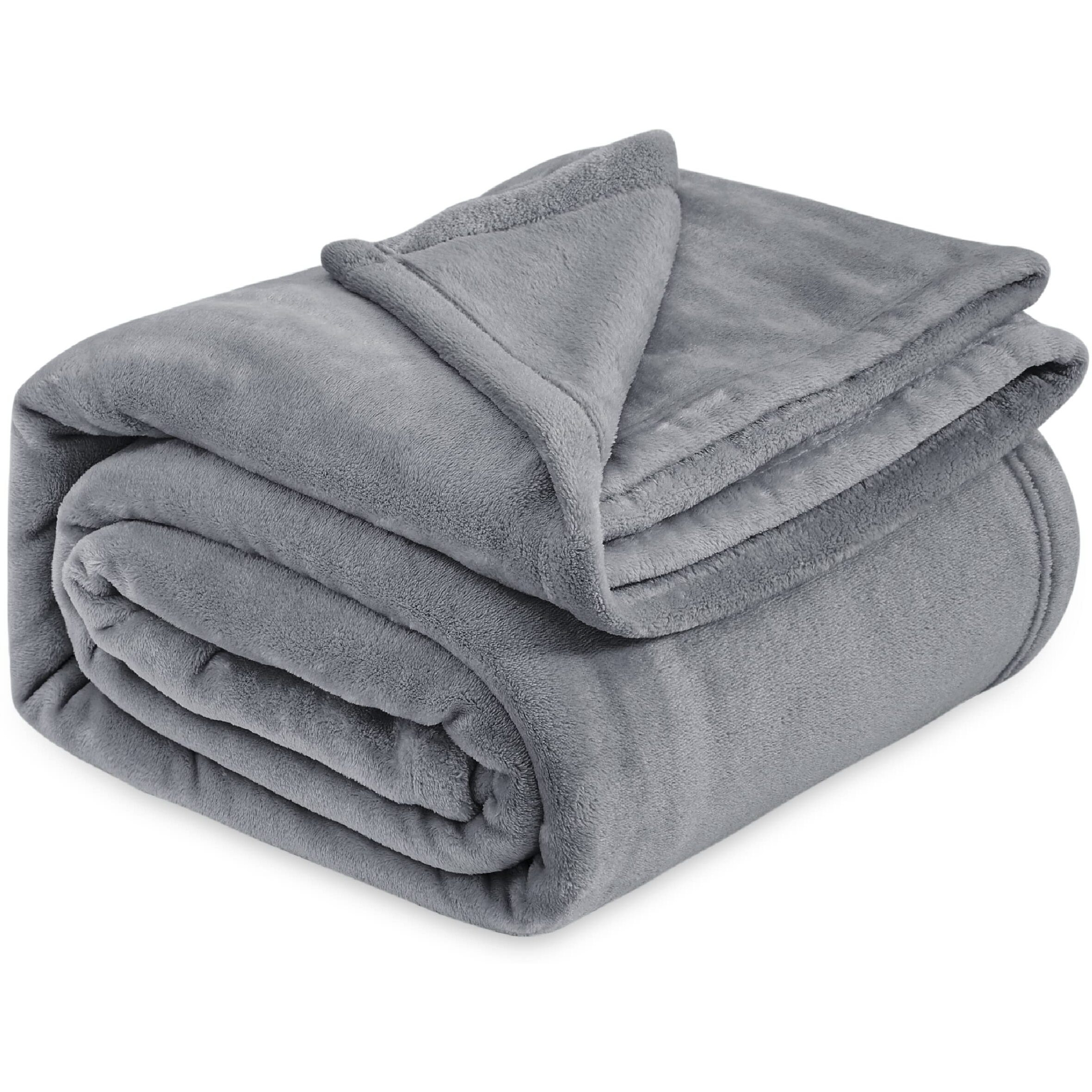 Bedsure Fleece Bed Blankets Queen Size Grey - Soft Lightweight Plush Fuzzy Cozy Luxury Blanket Microfiber, 90X90 Inches