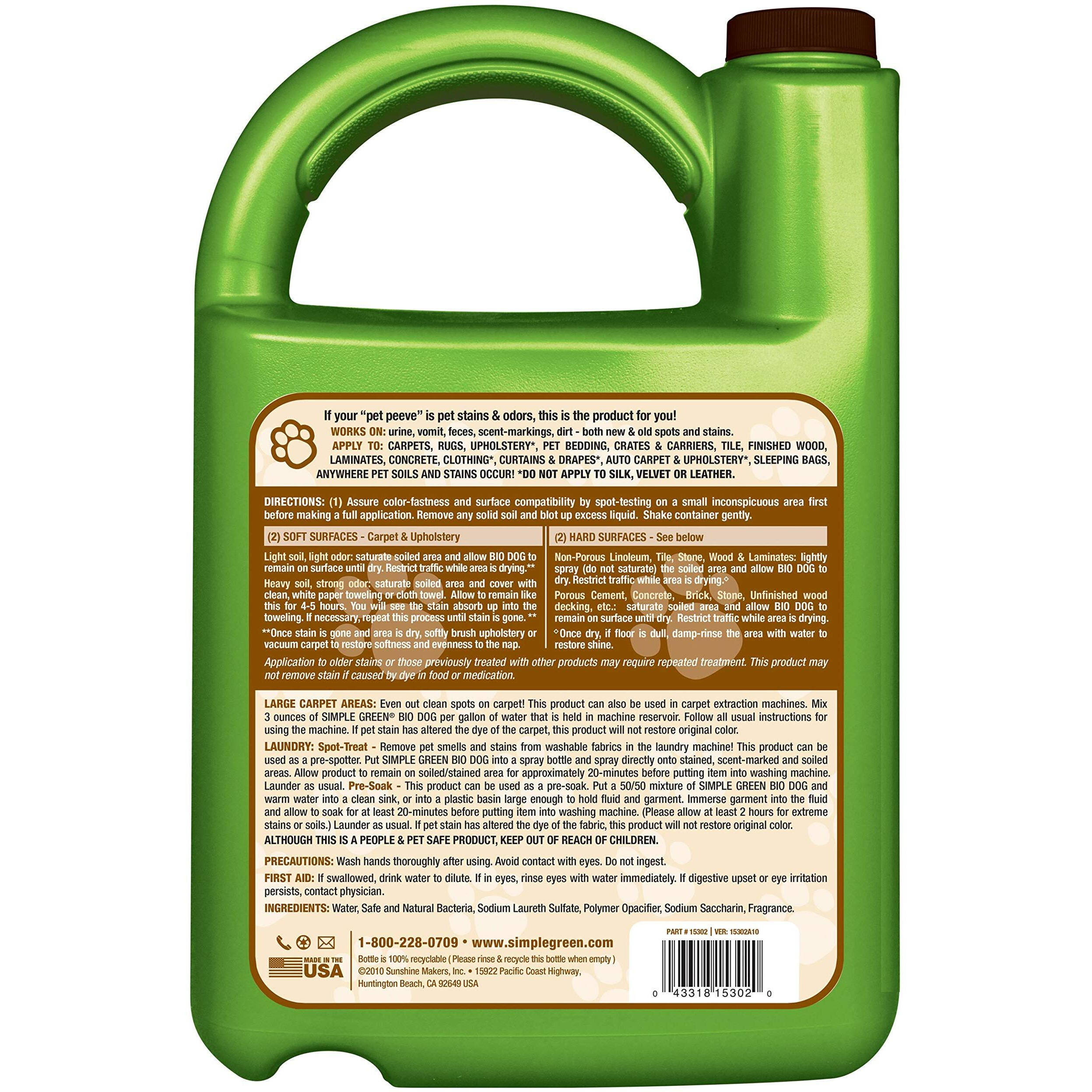 Simple Green Bio Active Stain & Odor Remover For Pet & Carpet- Pet & People Safe (1 Gal), Milky White, 128 Fl Oz (Pack Of 1)