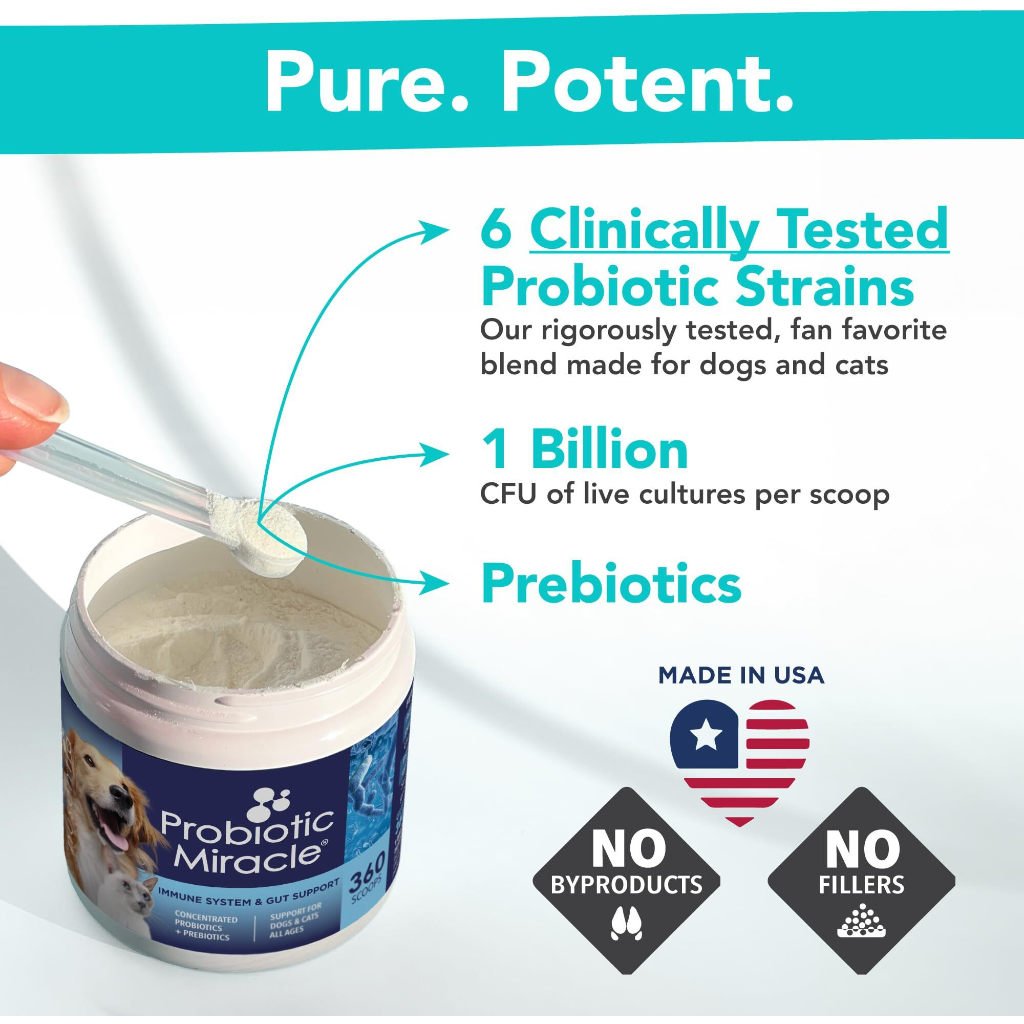 Nusentia Probiotics For Dogs -(360 Scoops)-Probiotic Miracle -Advanced, Species Specific Probiotics And Prebiotics To Stop Diarrhea, Loose Stool, And Yeast-Plus Immune Support