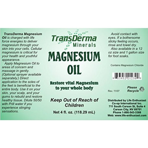 Transderma Minerals Magnesium Oil 4Oz - Pure And Potent Magnesium Supplement For Skin Health - Pure Liquid Magnesium Chloride Hexahydrate Made With Ancient Minerals Magnesium, Fast Absorbing