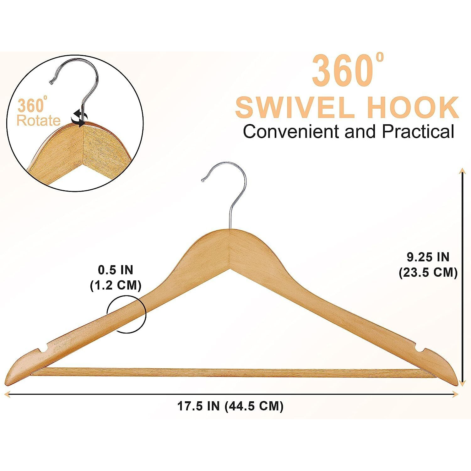 Utopia Home Premium Wooden Hangers 20 Pack - Durable & Slim Coat Hanger - Suit Hangers With 360-Degree Rotatable Hook - Wood Hangers With Shoulder Grooves (Natural Color)